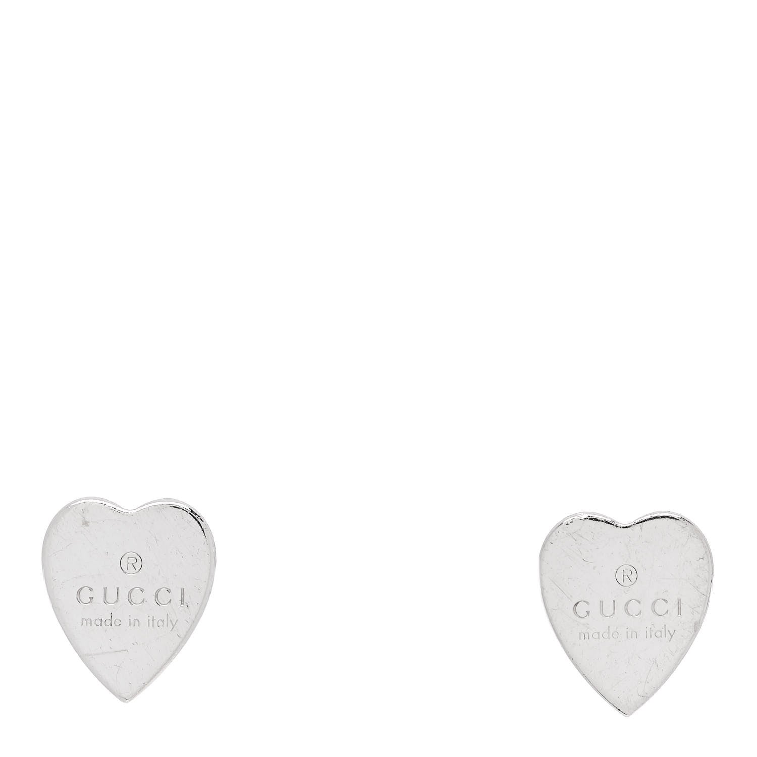 Gucci Sterling Silver Trademark Heart Stud Earrings 1 of 4