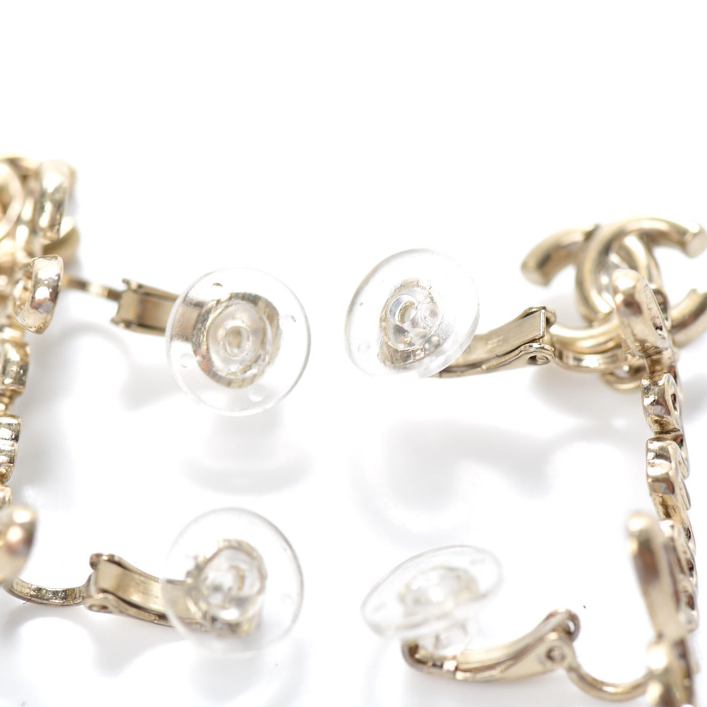 Metal Logo CC Turnlock Clip On Earrings Gold