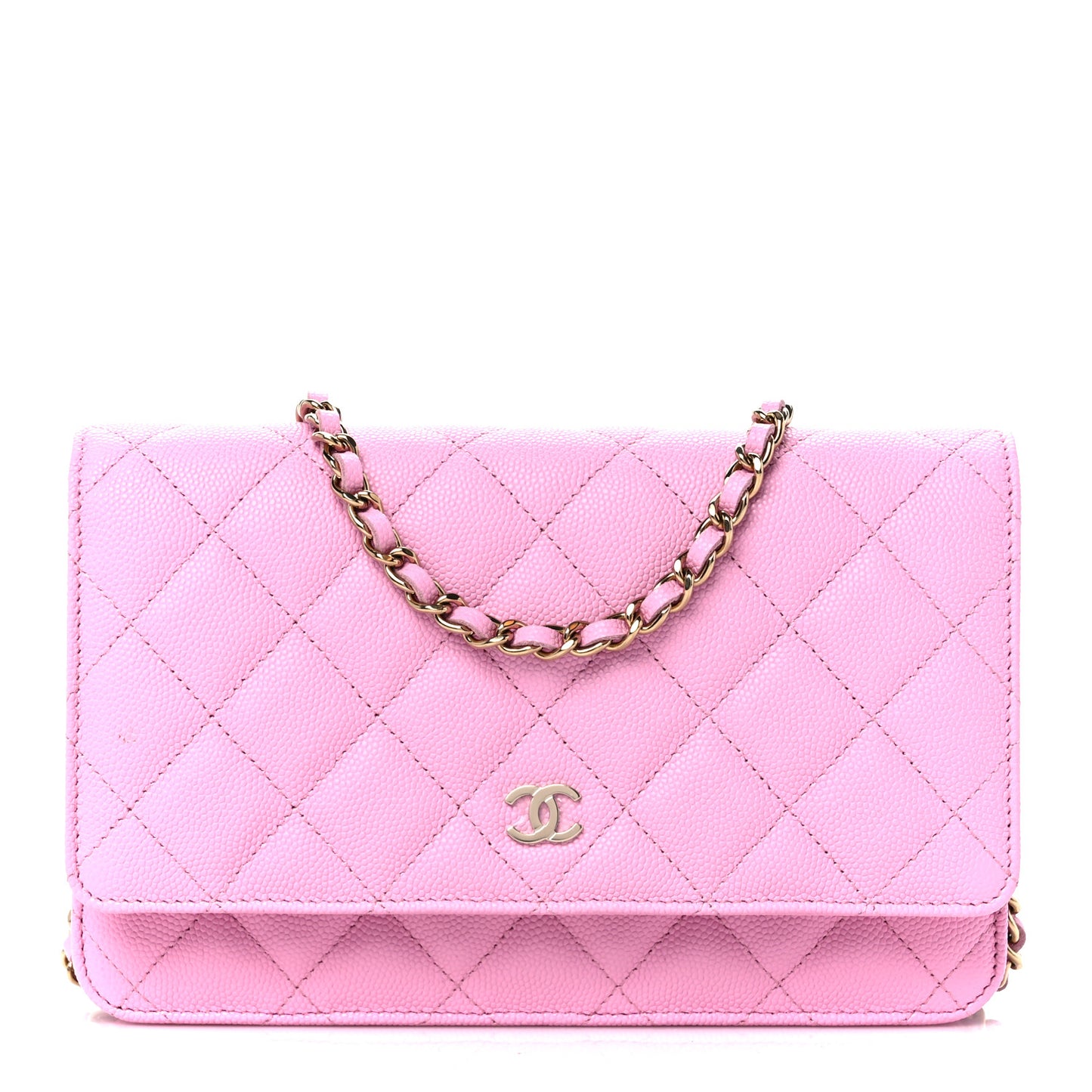 Caviar Quilted Wallet on Chain WOC Lilac