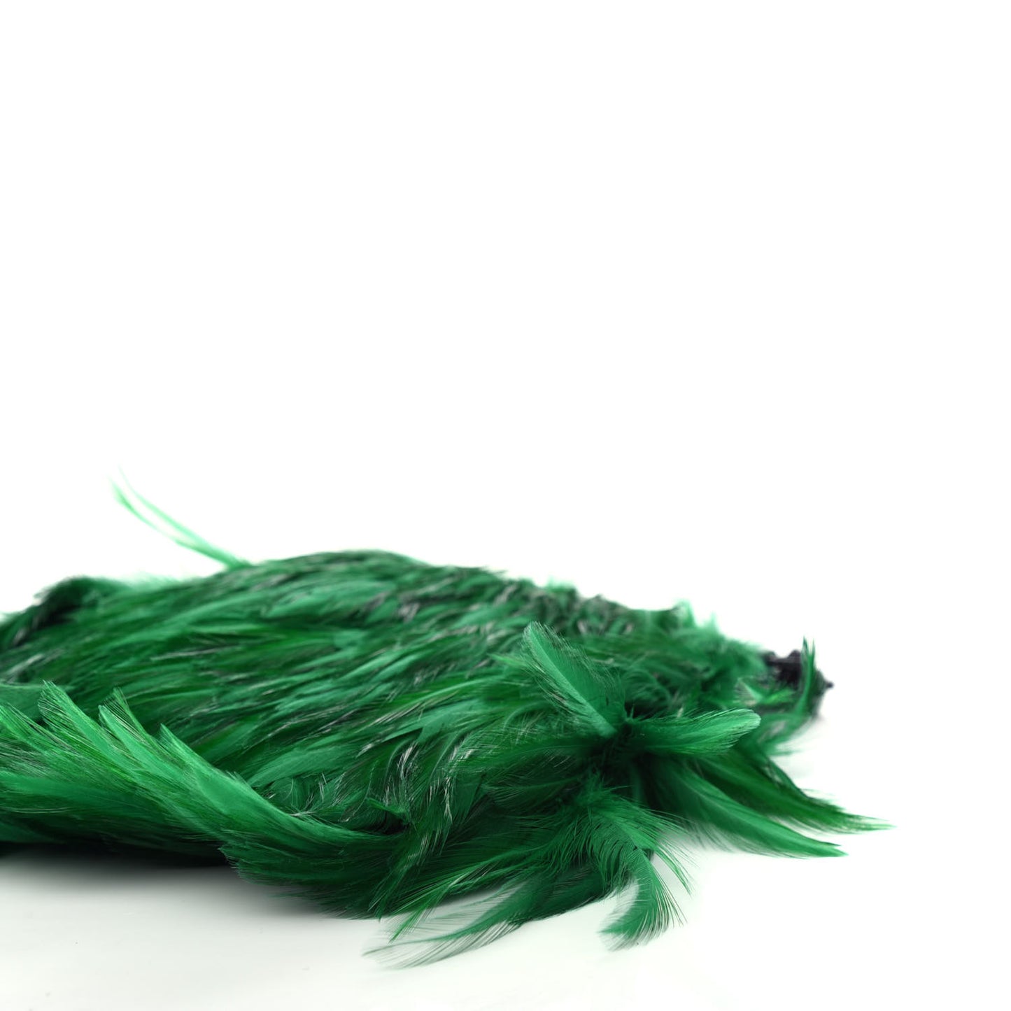 Calfskin Feather Evening Bag Emerald Black