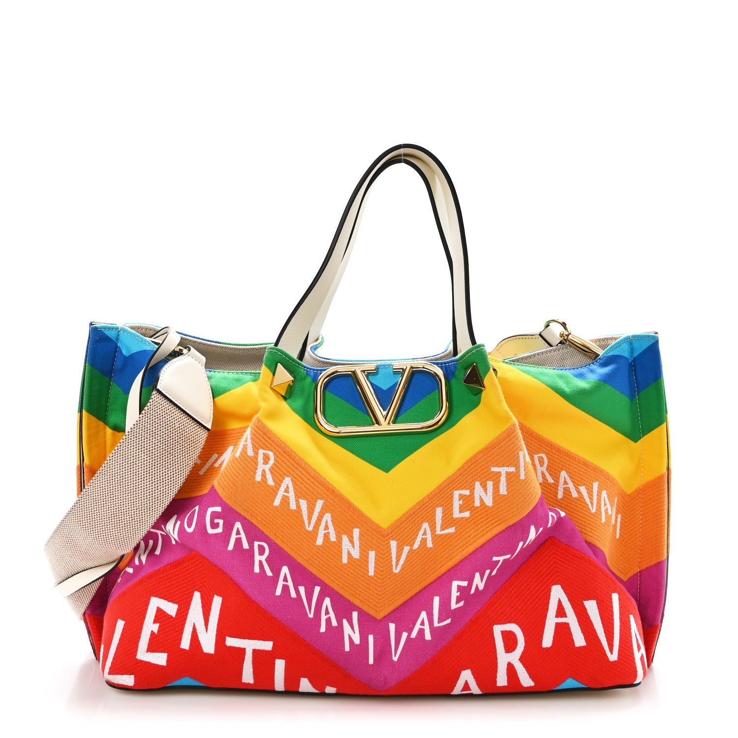 Valentino Garavani Canvas Chevron24 Embroidered Vlogo Medium