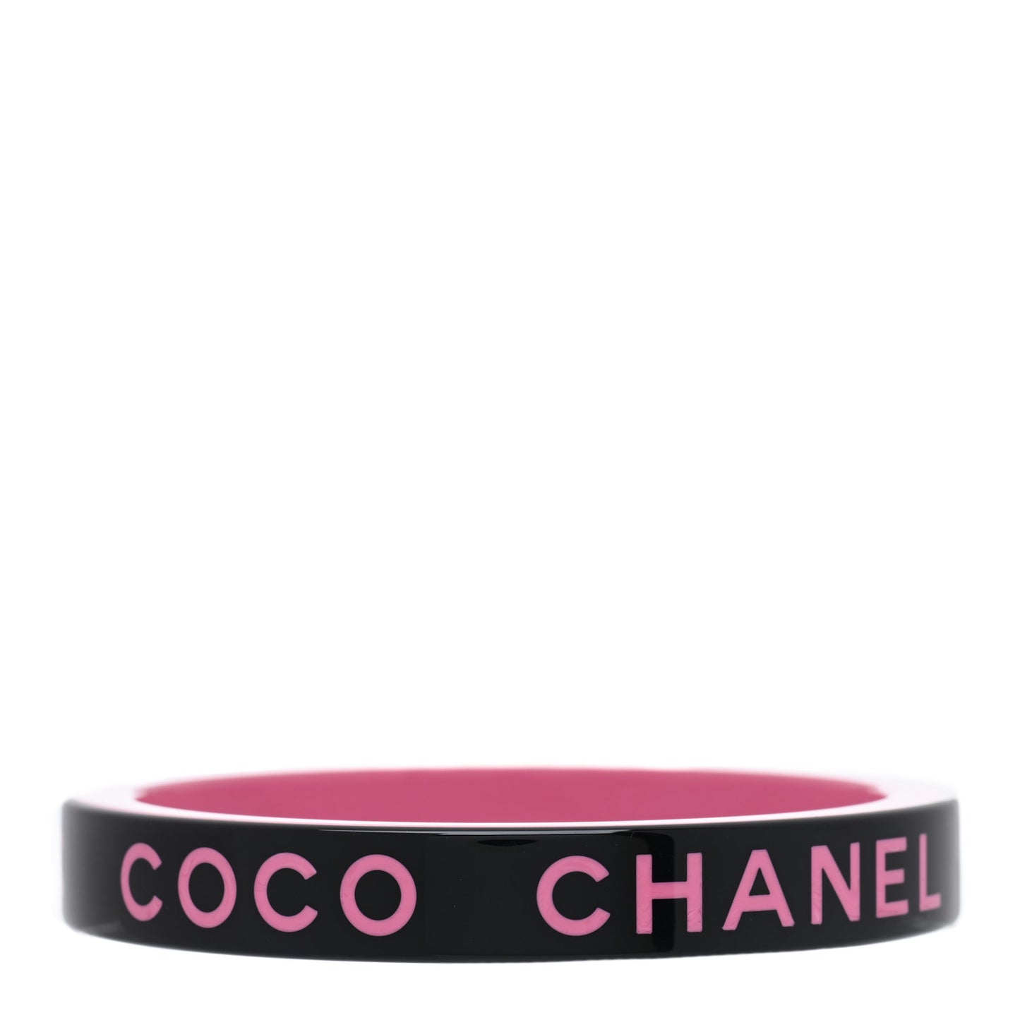 Resin Logo Bangle Bracelet Pink Black