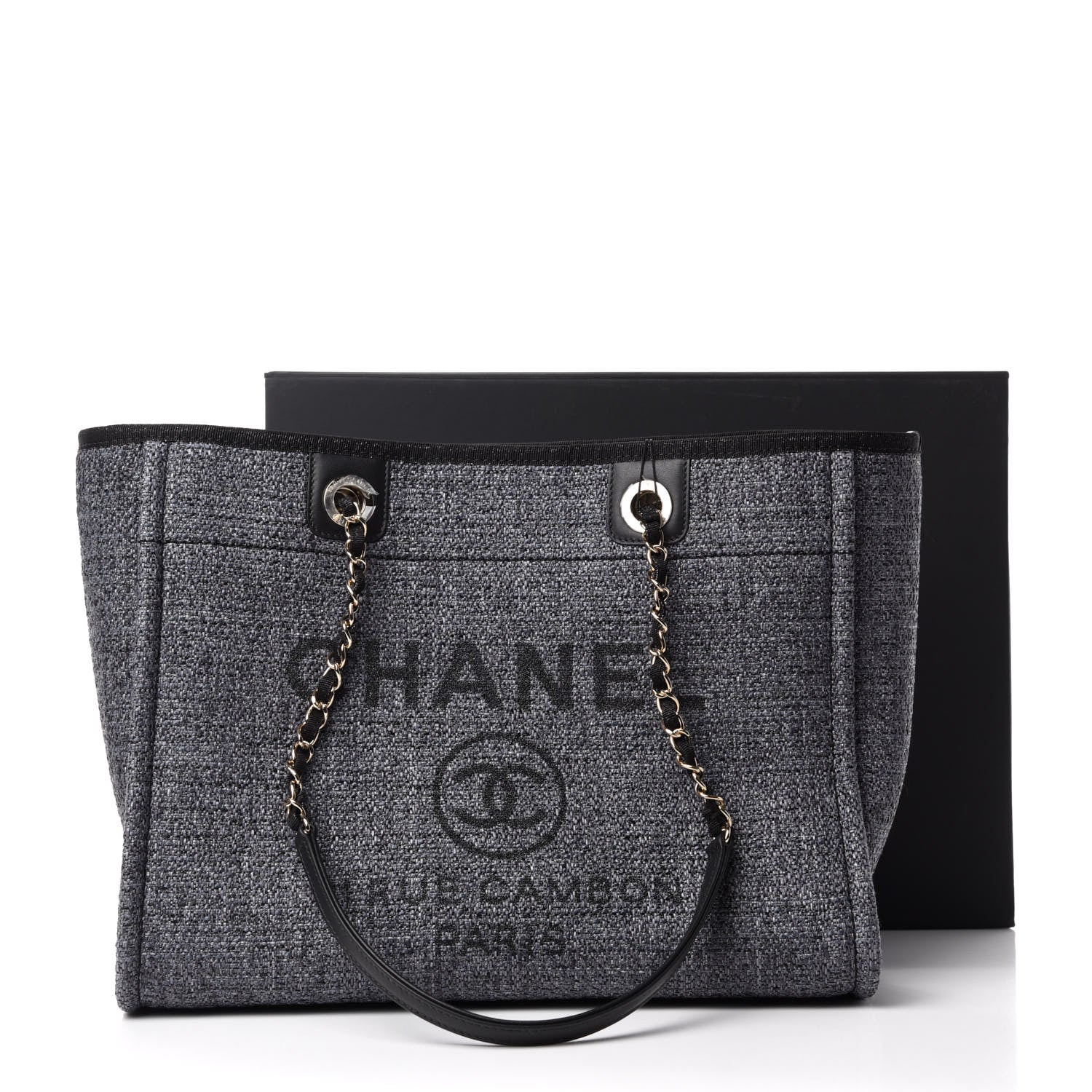 Chanel Woven Straw Raffia Small Deauville Tote Charcoal 11 of 11