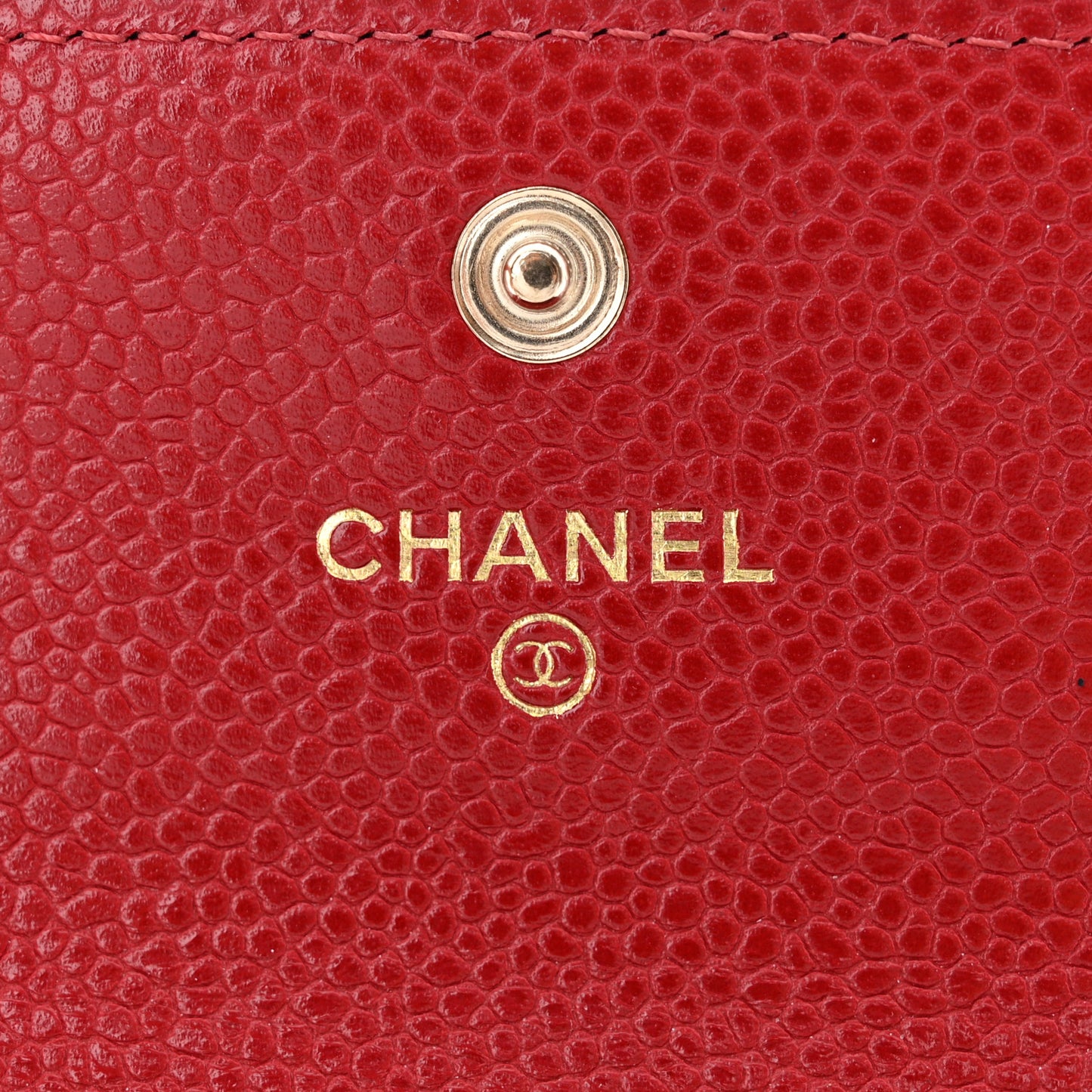 Caviar Quilted Boy Flap Card Holder Wallet Red