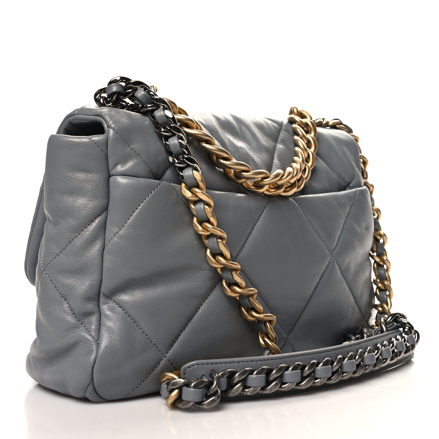 Lambskin Quilted Large Chanel 19 Flap Grey