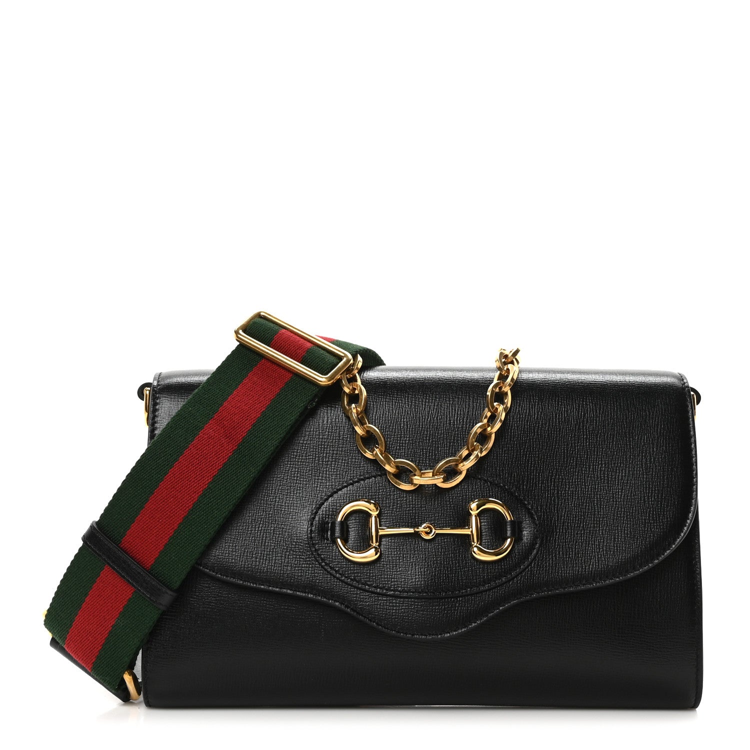 Gucci Azalea Calfskin Web Small Horsebit 1955 Crossbody Bag Black
