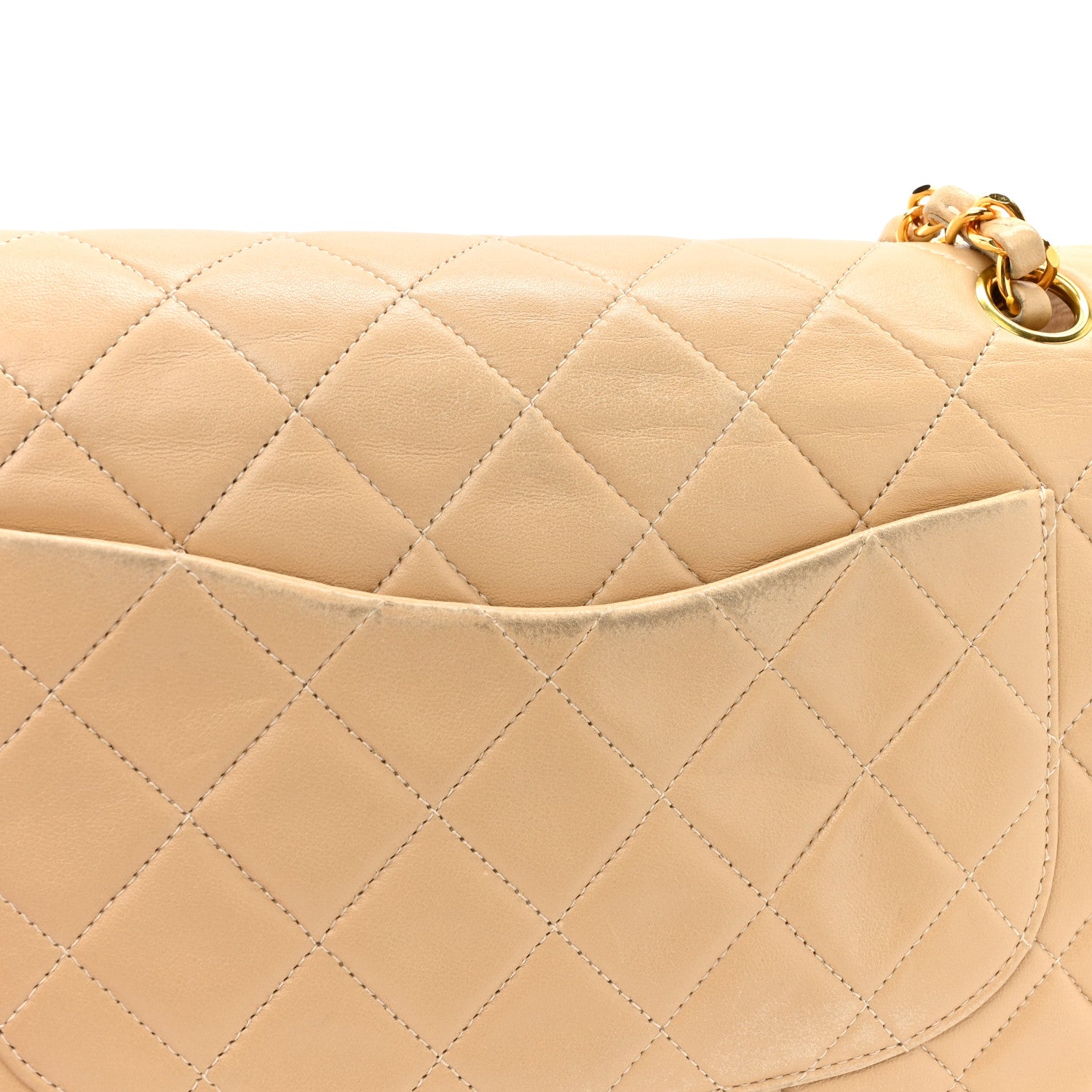 Chanel Lambskin Quilted Medium Double Flap Beige 13 of 17