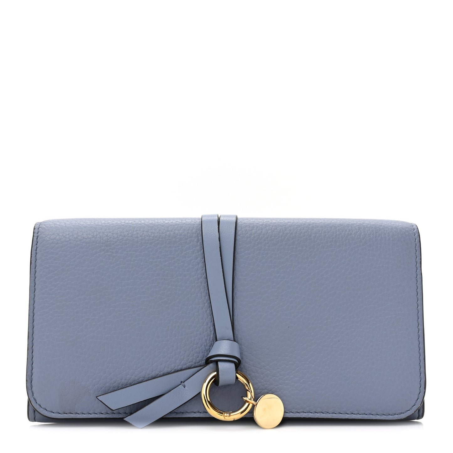 Calfskin Alphabet Long Wallet Smokey Blue