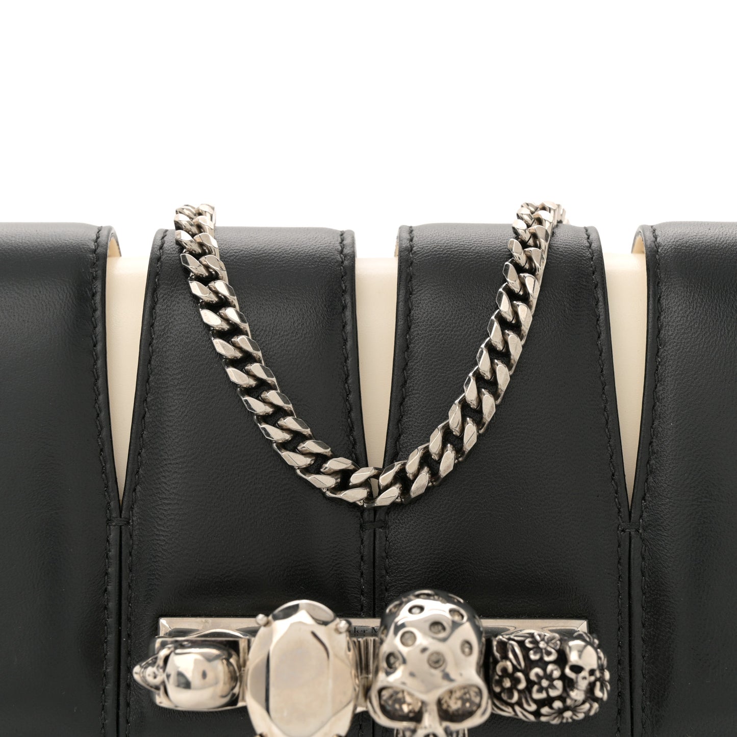 Calfskin Small Slash Bag Black White