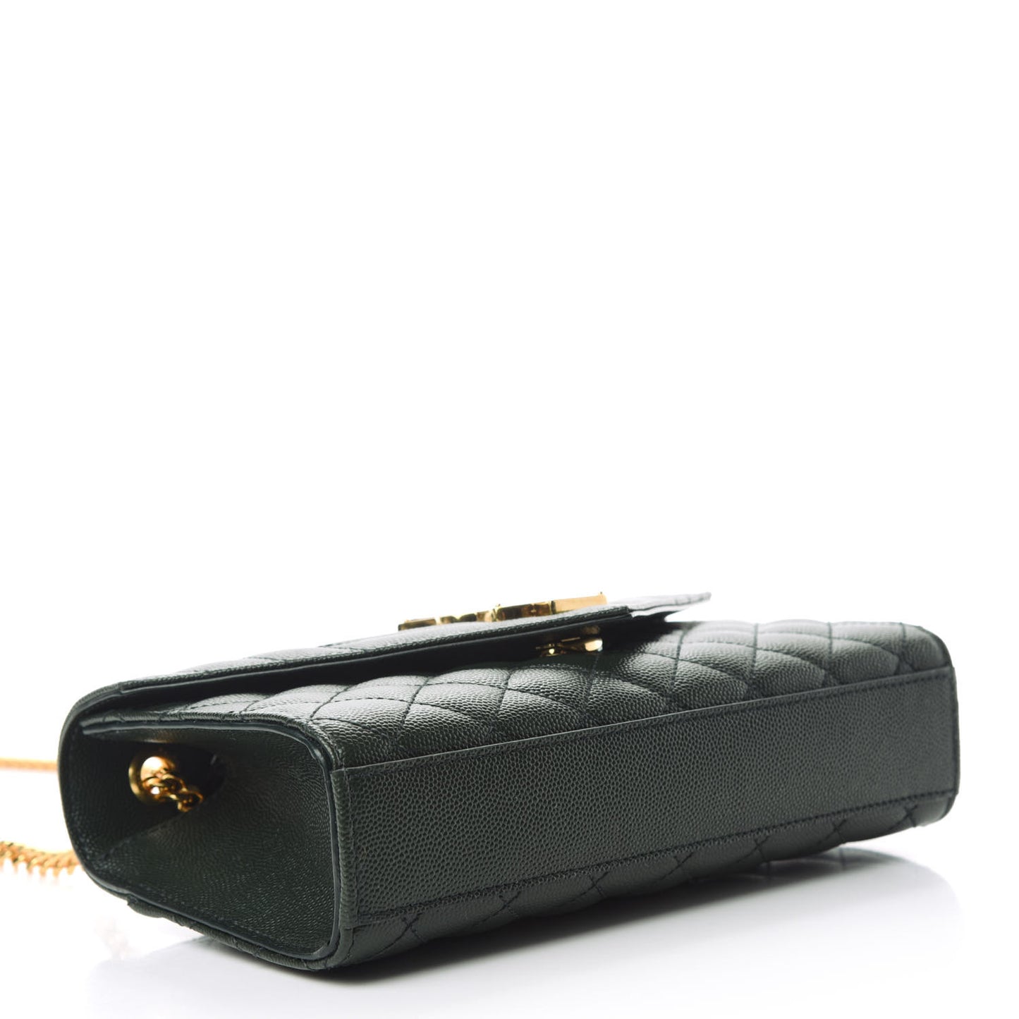 Grain De Poudre Textured Mixed Matelasse Triquilt Small Monogram Satchel Dark Green