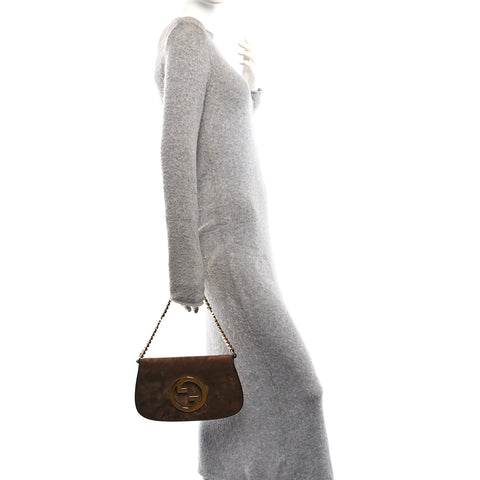 Suede Talco Roxy Calfskin Blondie Chain Shoulder Flap Bag Burnt Satin