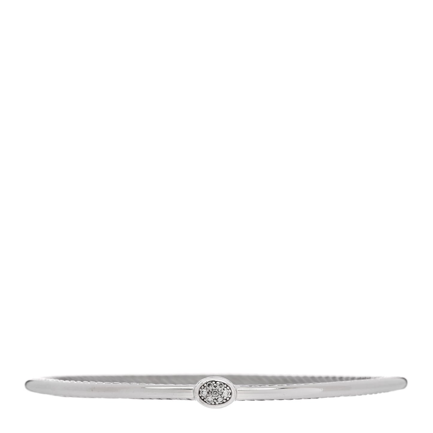 Sterling Silver Diamond 3mm Oval Cable Bangle Bracelet