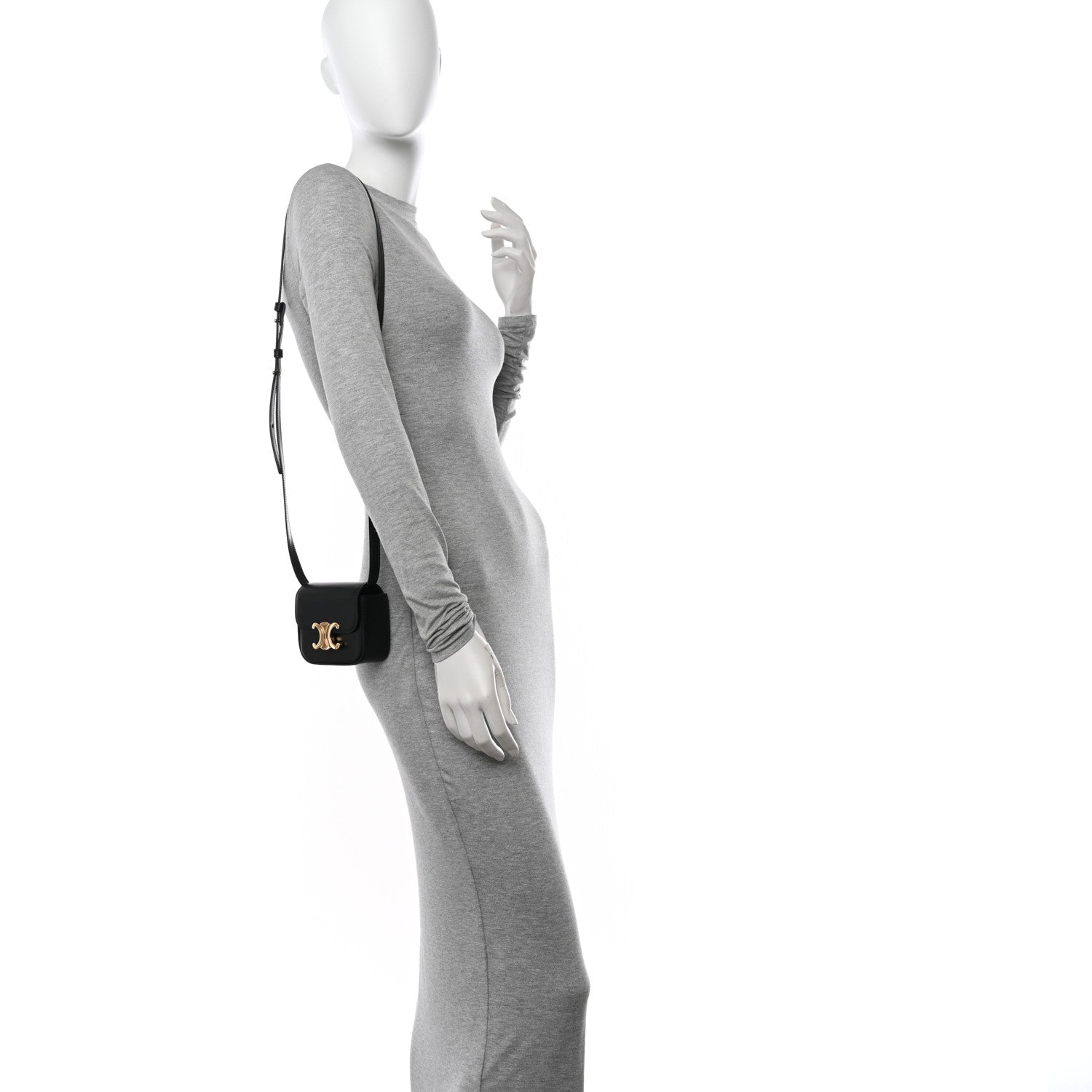 Celine Shiny Calfskin Mini Triomphe Black 2 of 9