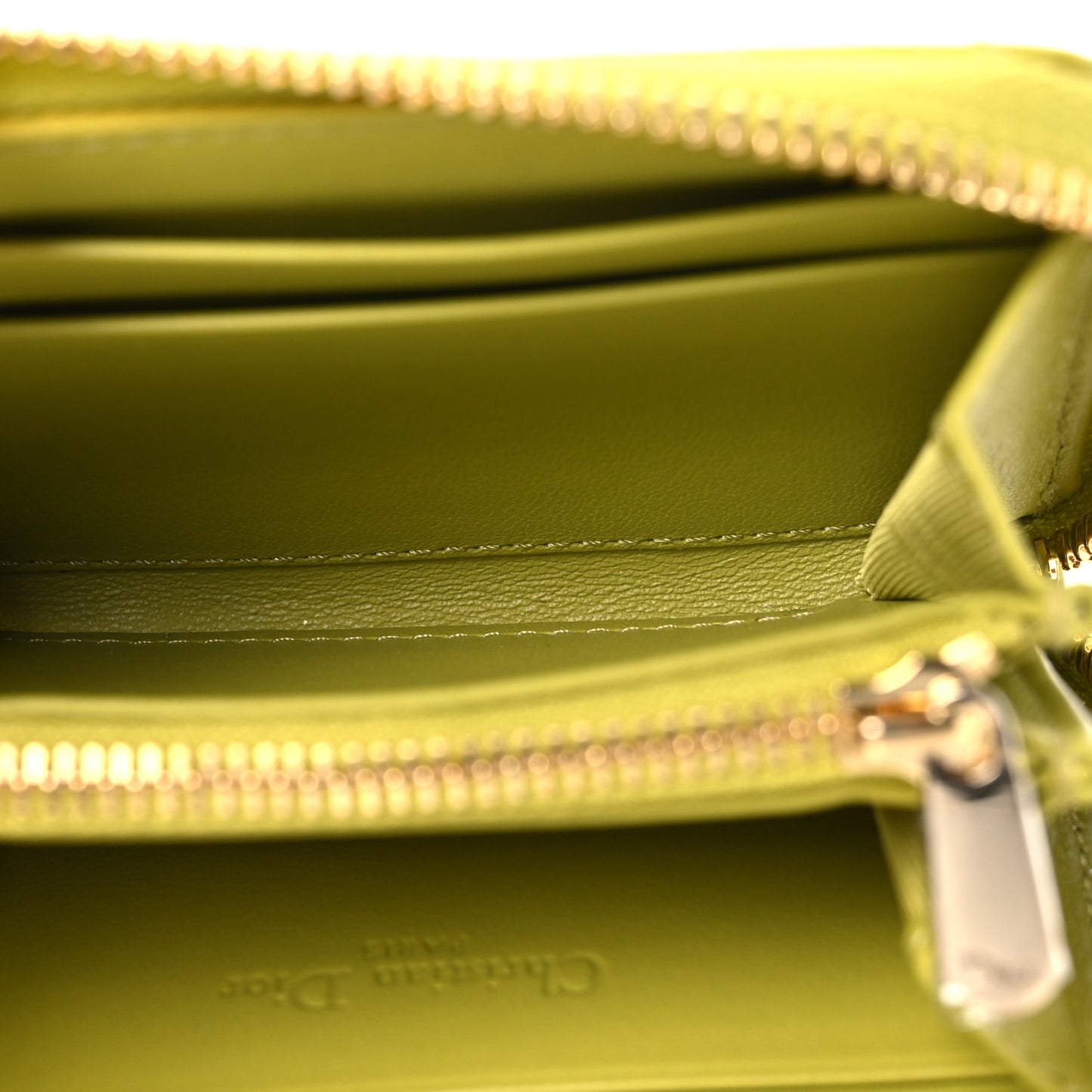 Patent Cannage Small Lady Dior Voyageur Coin Purse Lime