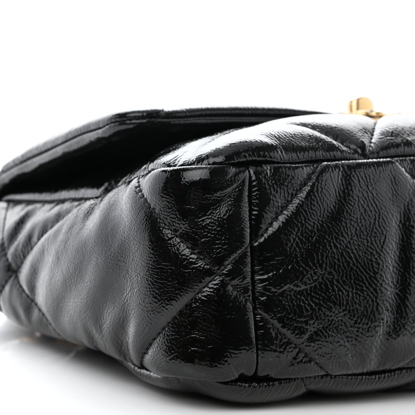 Shiny Crumpled Calfskin Quilted Medium Chanel 19 Flap Black