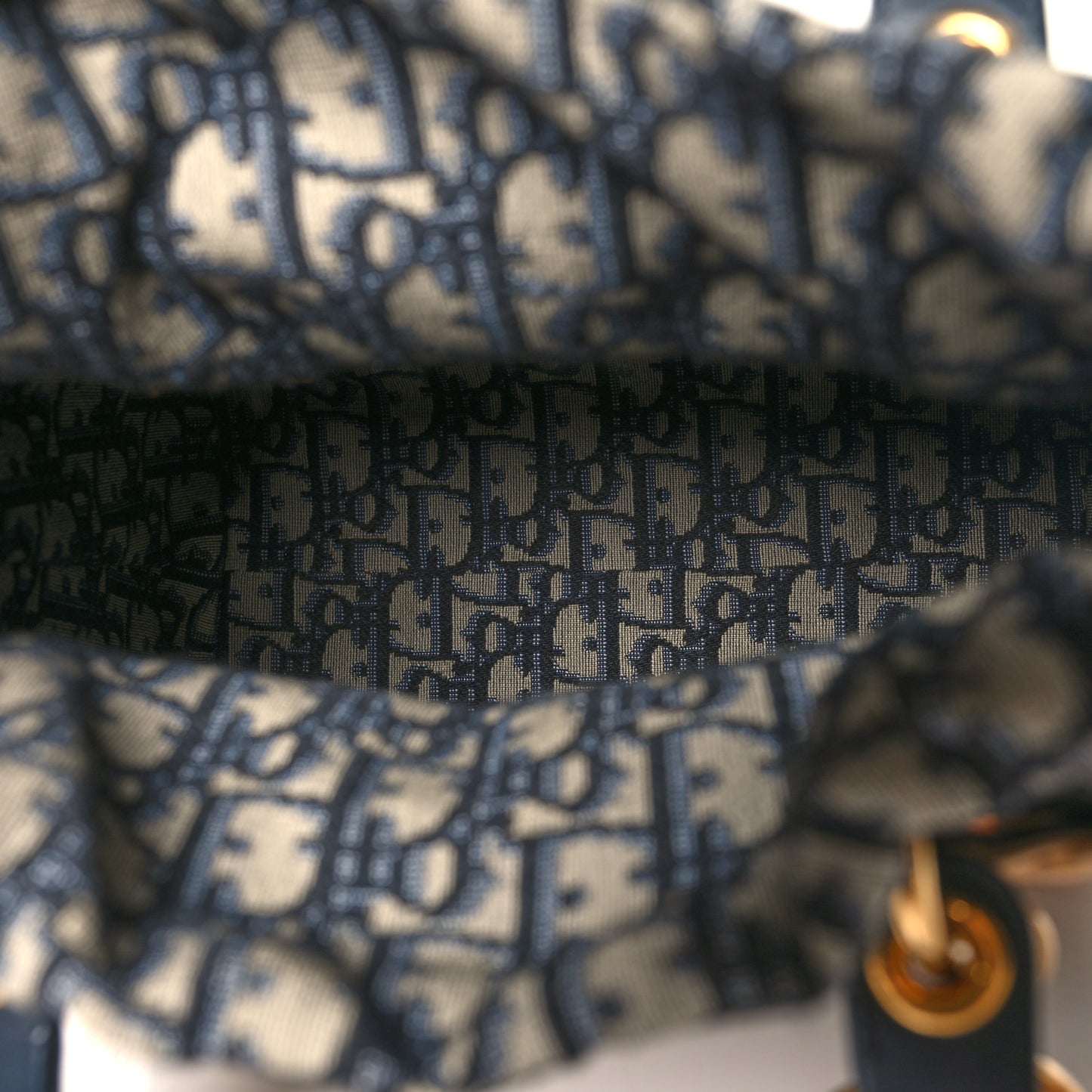 Wicker Oblique Medium Lady Dior Bag Blue