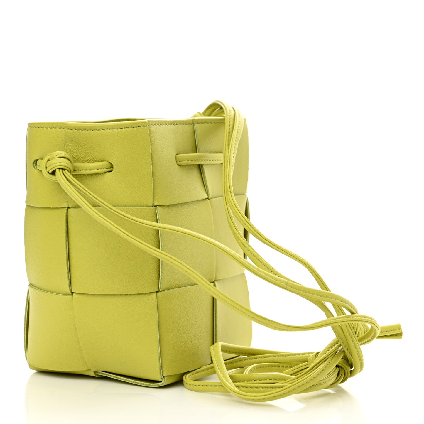 Nappa Maxi Intrecciato Mini Cassette Bucket Bag Kiwi
