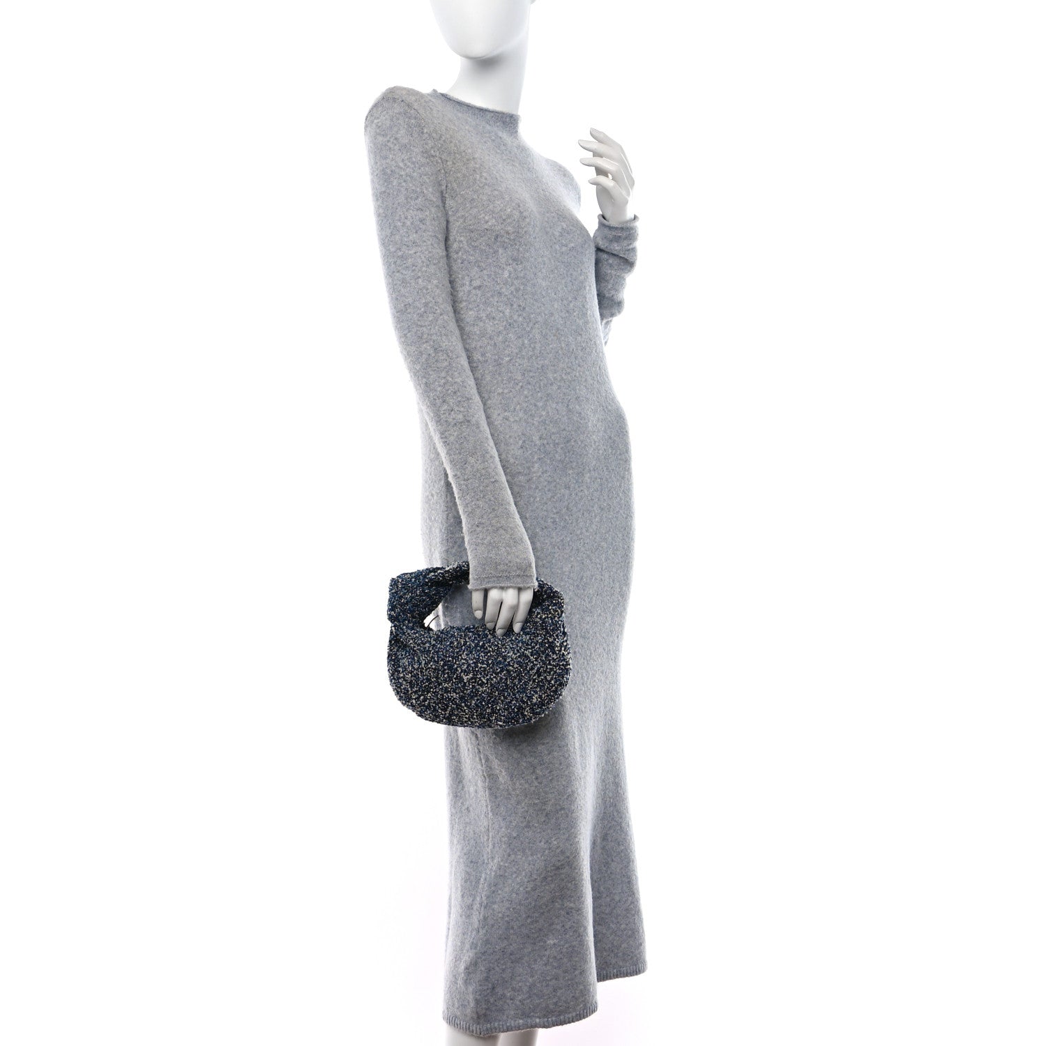 Bottega Veneta Denim Boucle Mini Jodie Indigo Silver 2 of 9