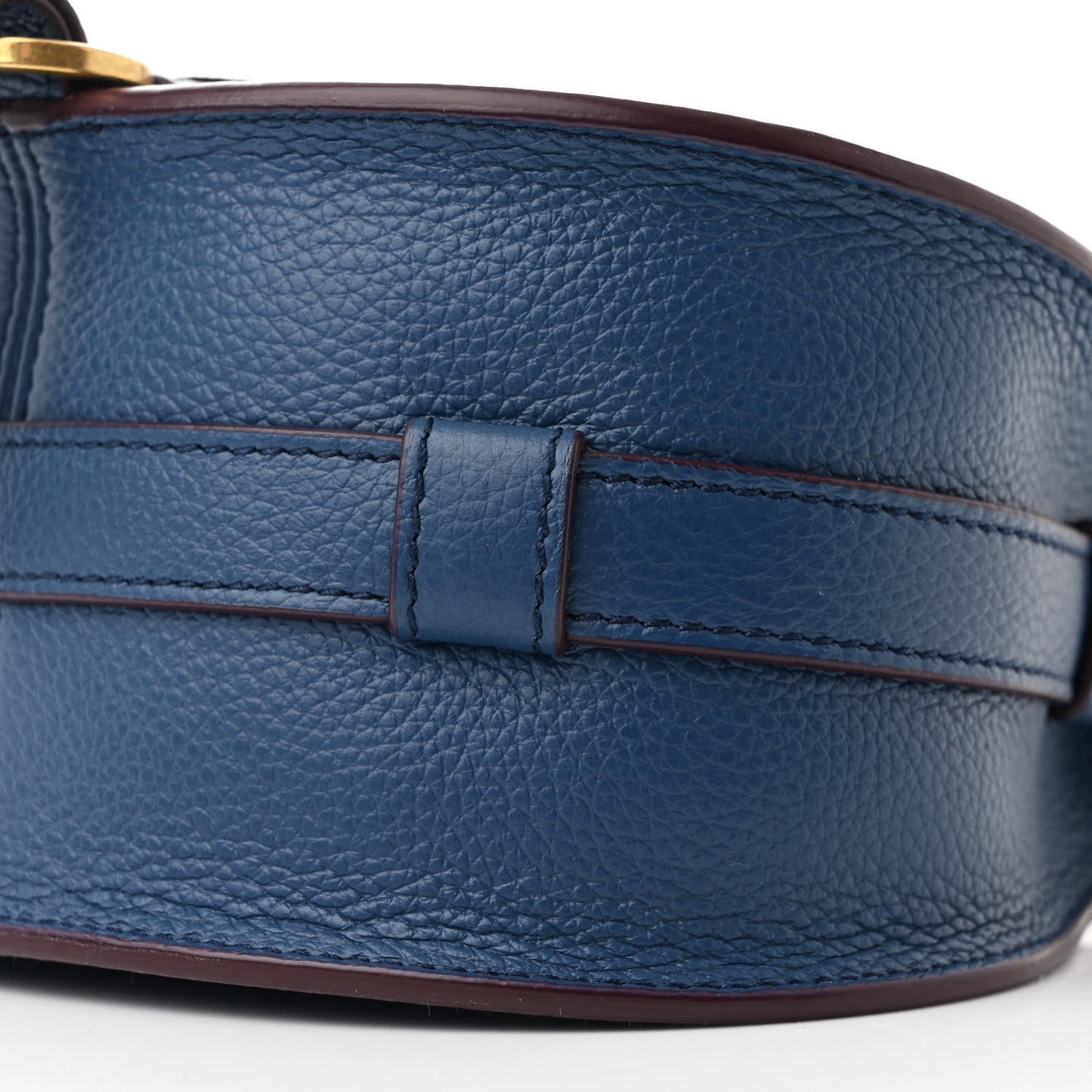 Calfskin Small Marcie Round Crossbody Bag Deep Denim