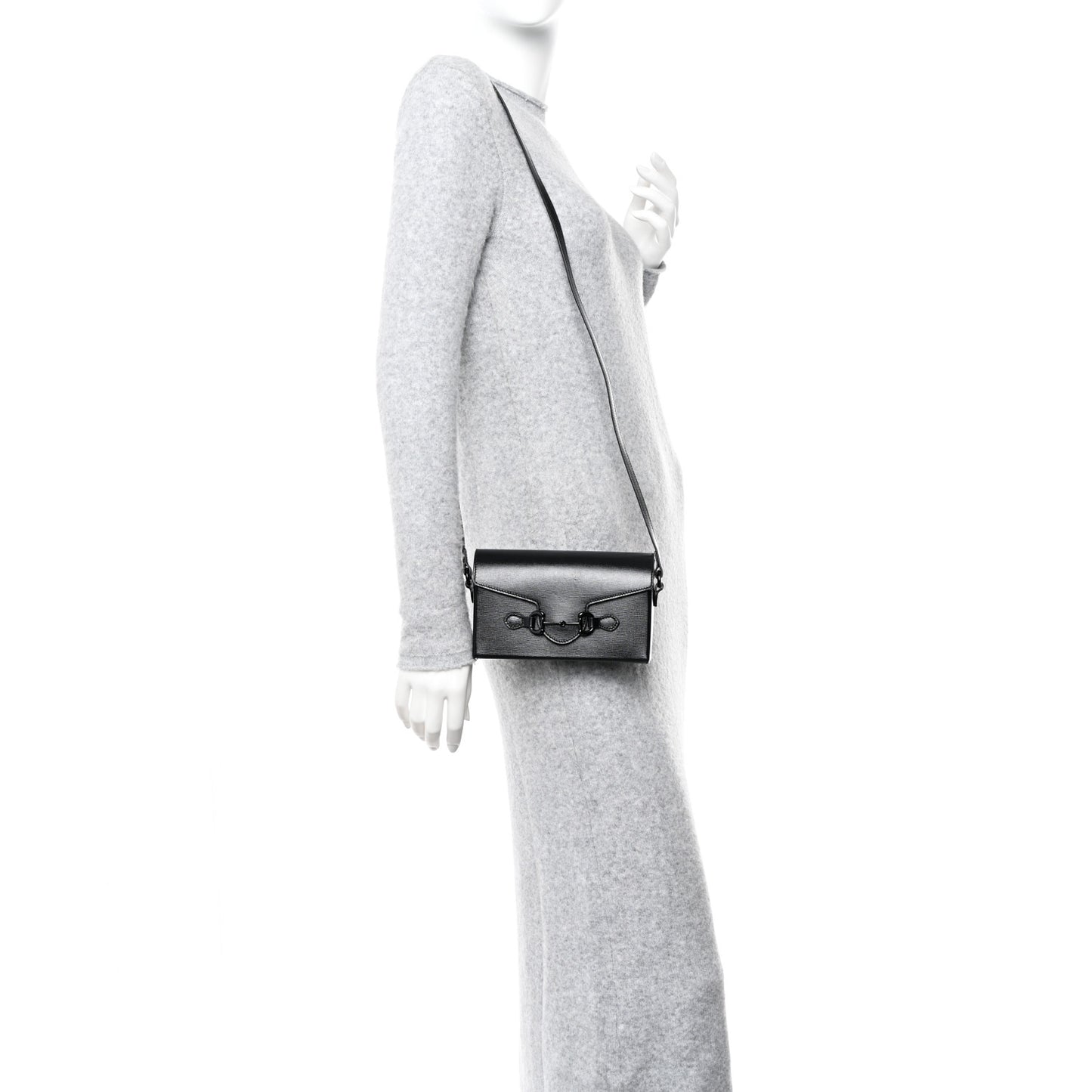 Azalea Calfskin Monochrome Mini Horsebit 1955 Shoulder Bag Black