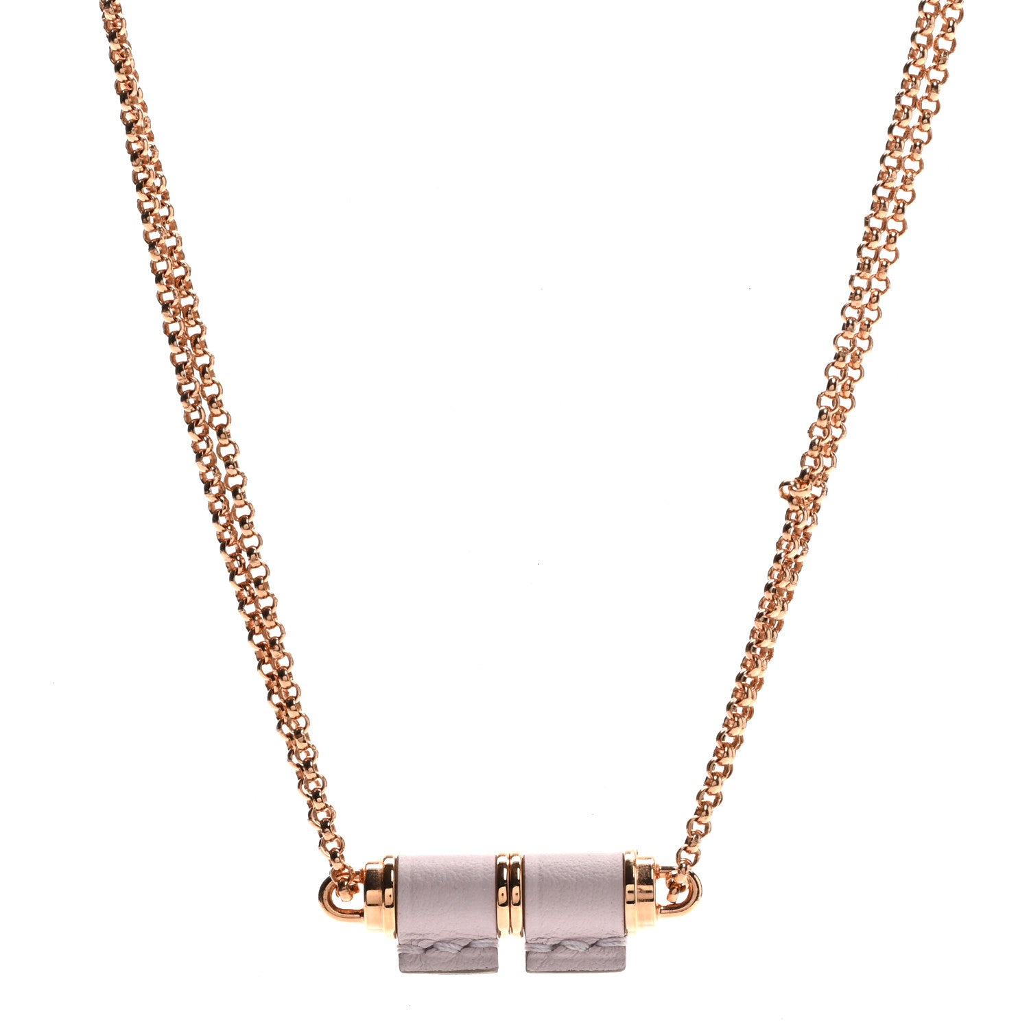 Hermes Swift Rose Gold Charniere Pendant Necklace Mauve Pale 1 of 6