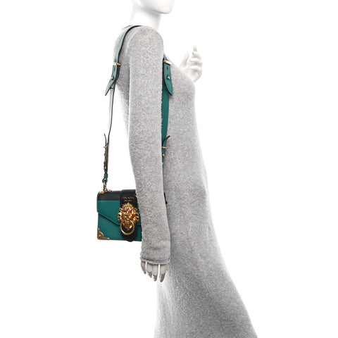 Antic Soft Saffiano Lions Head Cahier Shoulder Bag Assenzio Black