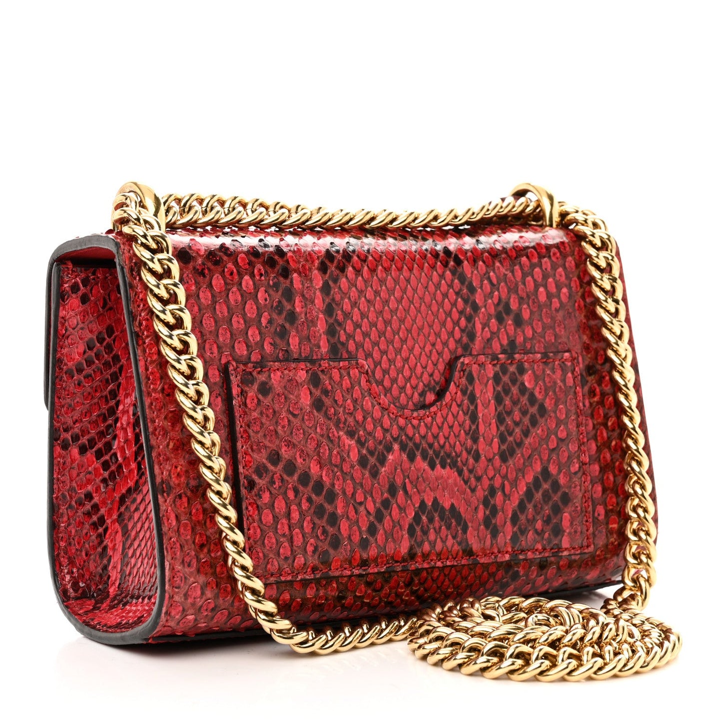 Snakeskin Small Padlock Shoulder Bag Red