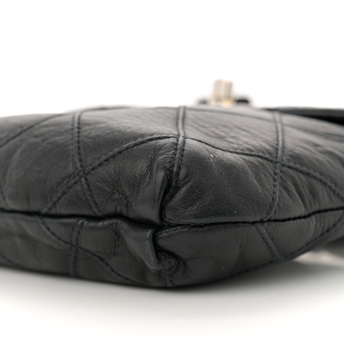 Lambskin Diamond Stitched Flap Waist Belt Bag 80 32 Black