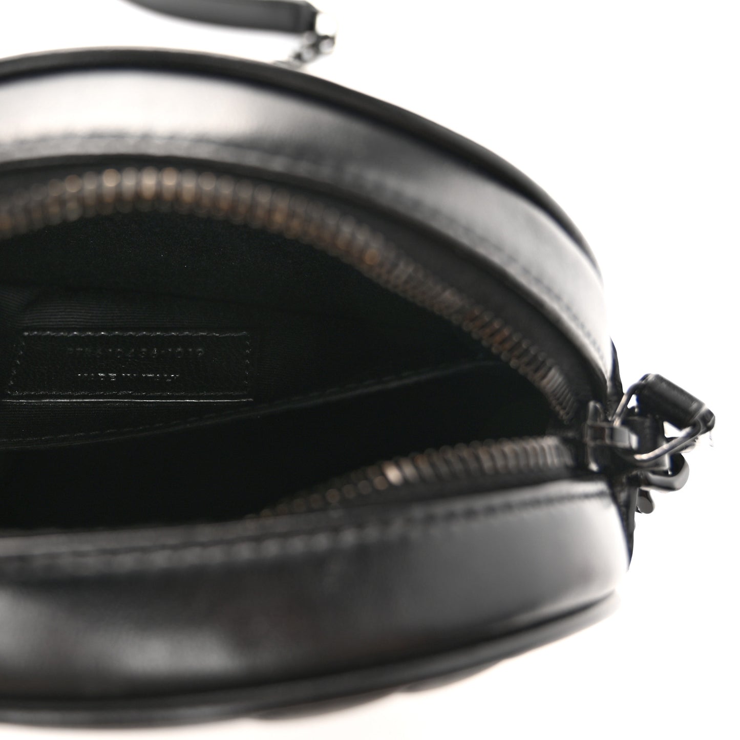 Calfskin Matelasse Chevron Round Vinyle Camera Bag Black