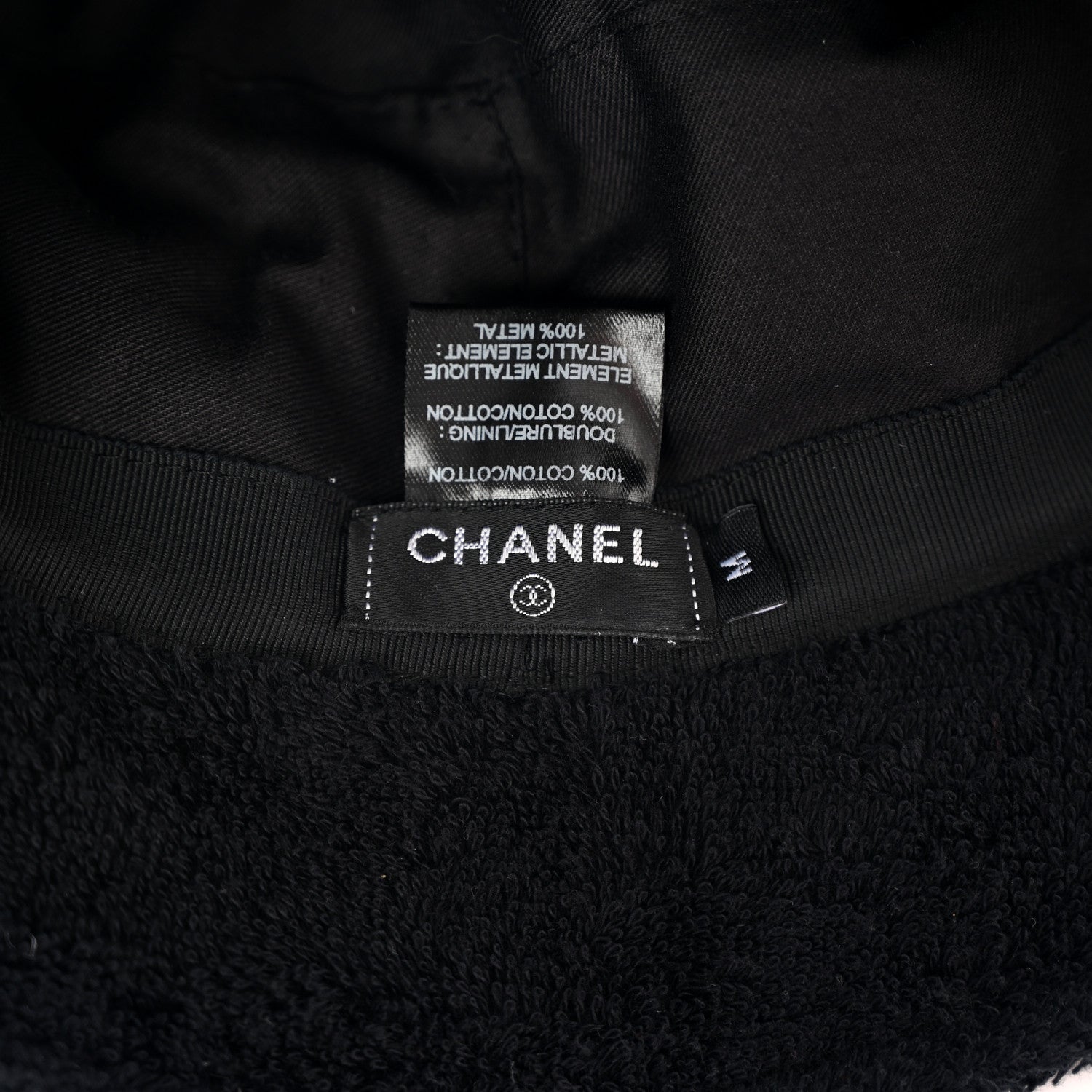 Chanel Terry Cloth CC Bucket Hat M Black 4 of 4
