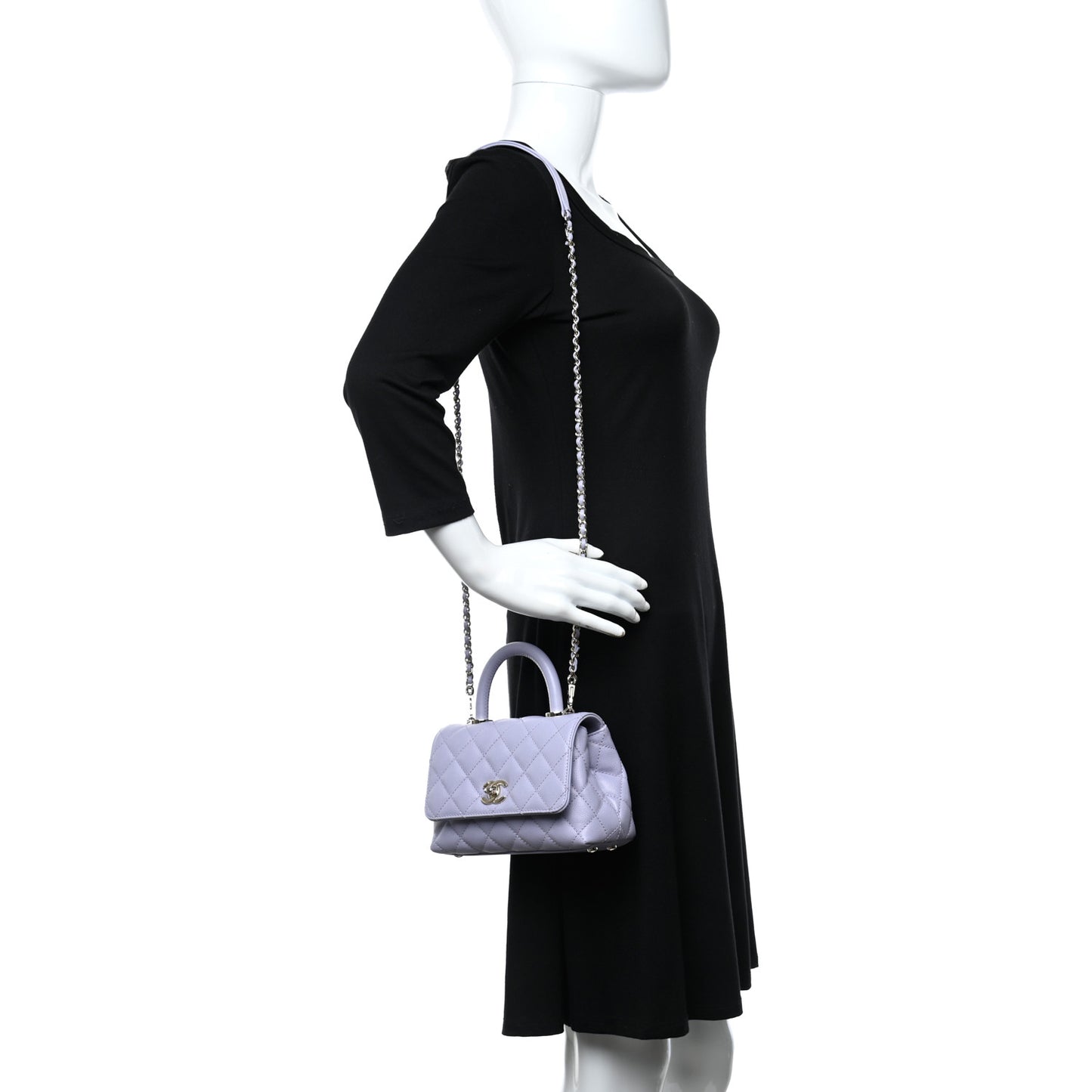 Caviar Quilted Extra Mini Coco Handle Flap Light Purple