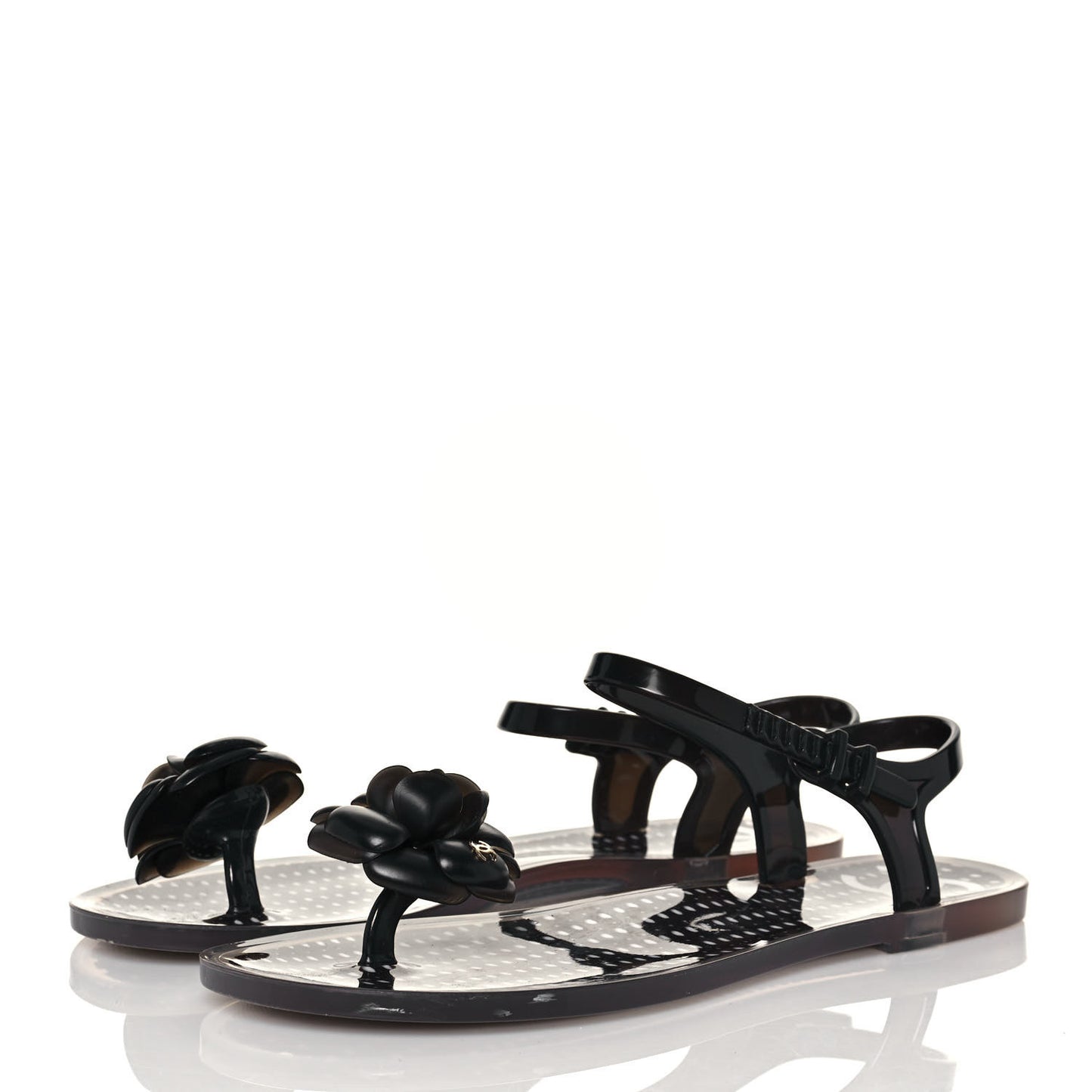 Jelly Camellia Sandals 39 Black