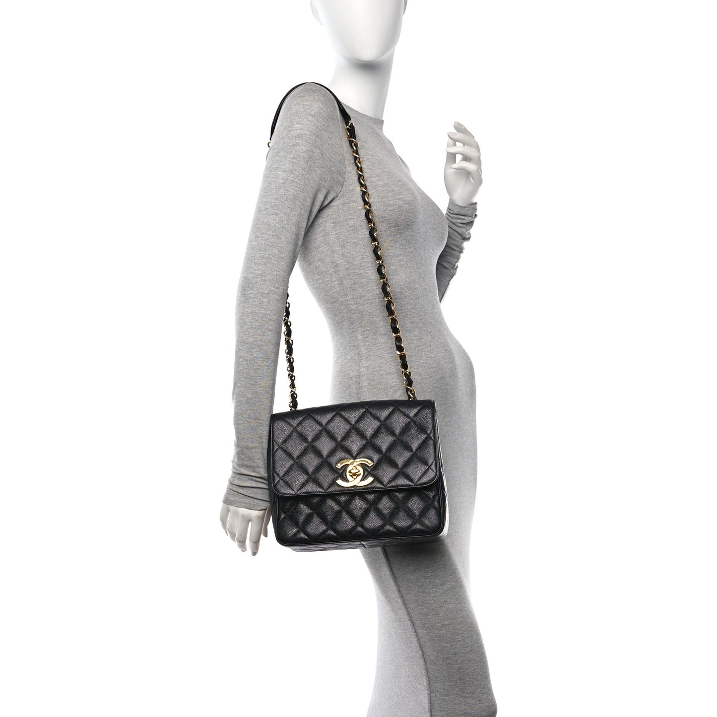 Caviar Quilted Jumbo Square Flap Black