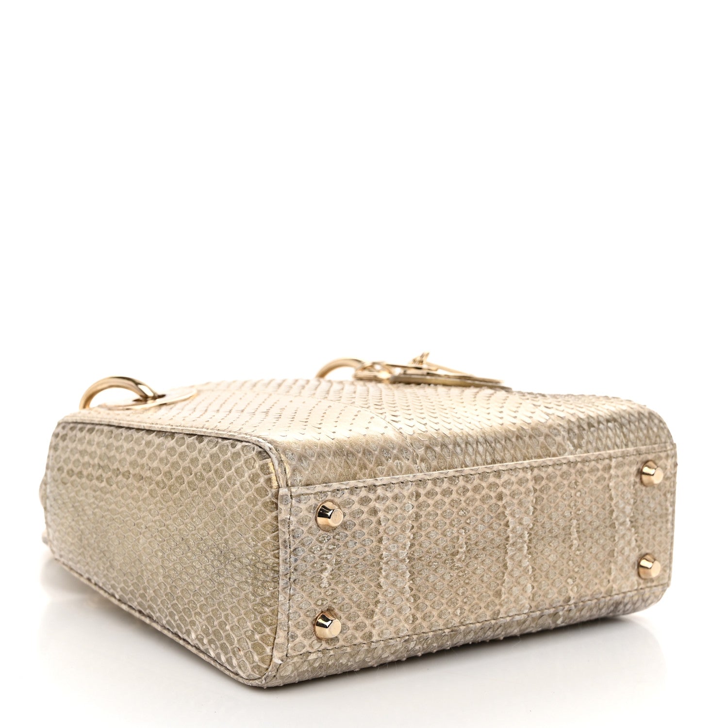 Christian Dior Metallic Snakeskin Mini Lady Dior Light Gold Multi 4 of 11
