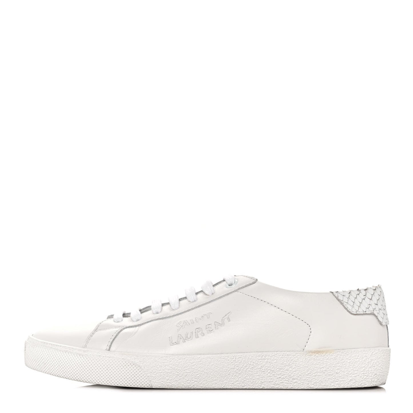 Calfskin Nubuck Python Embossed Embroidered Womens Court Classic Sneakers 39 Optic White