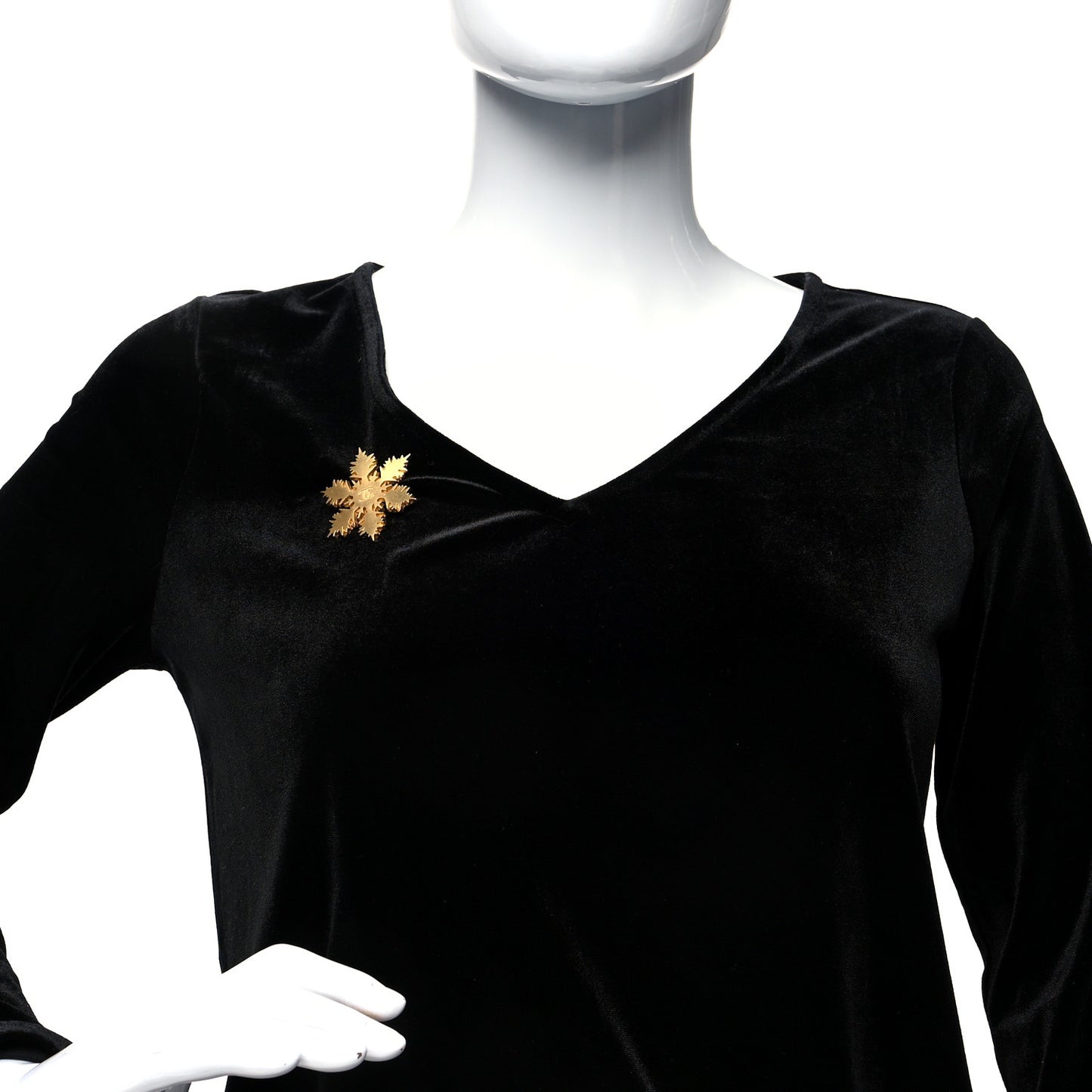 Metal Snowflake CC Brooch Gold