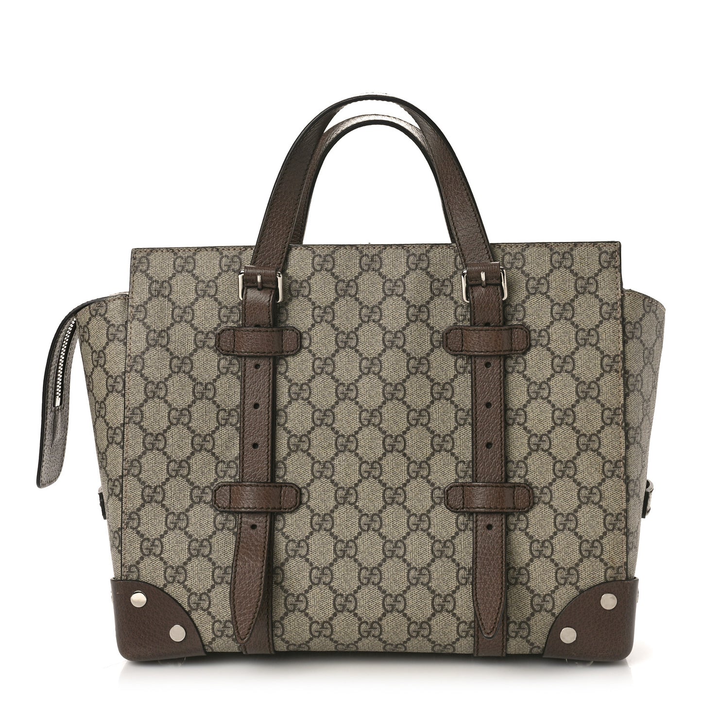 GG Supreme Monogram Textured Dollar Calfskin Small Detail Tote Beige Ebony New Acero