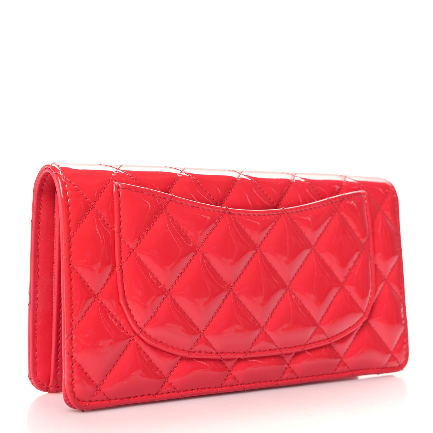 Patent Calfskin Quilted Yen Wallet Pink