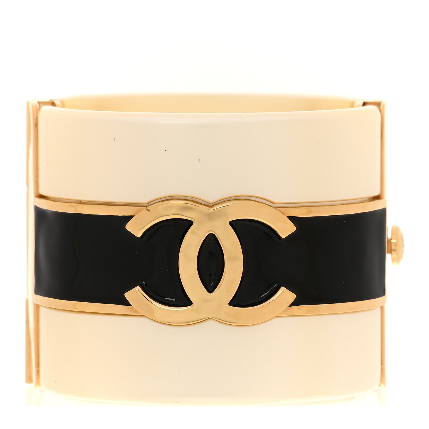 CHANEL バングルセット ゴールド ホワイト ブラック Chanel Resin Enamel CC Cuff Bracelet White Black Gold 1904746