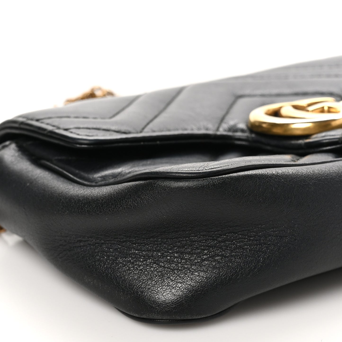 Calfskin Matelasse Super Mini GG Marmont Shoulder Bag Black