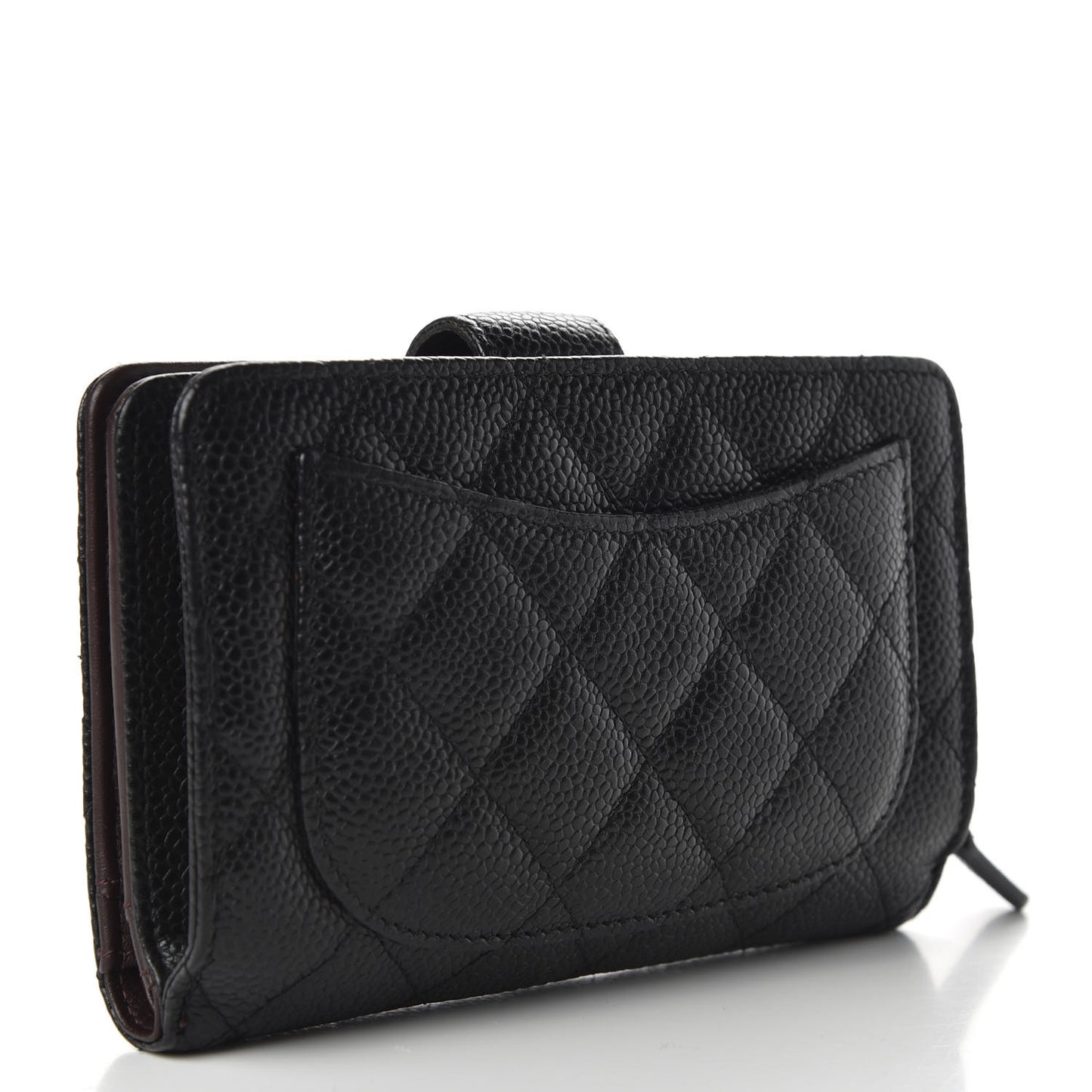 Caviar Quilted Zipped Pocket Wallet Black