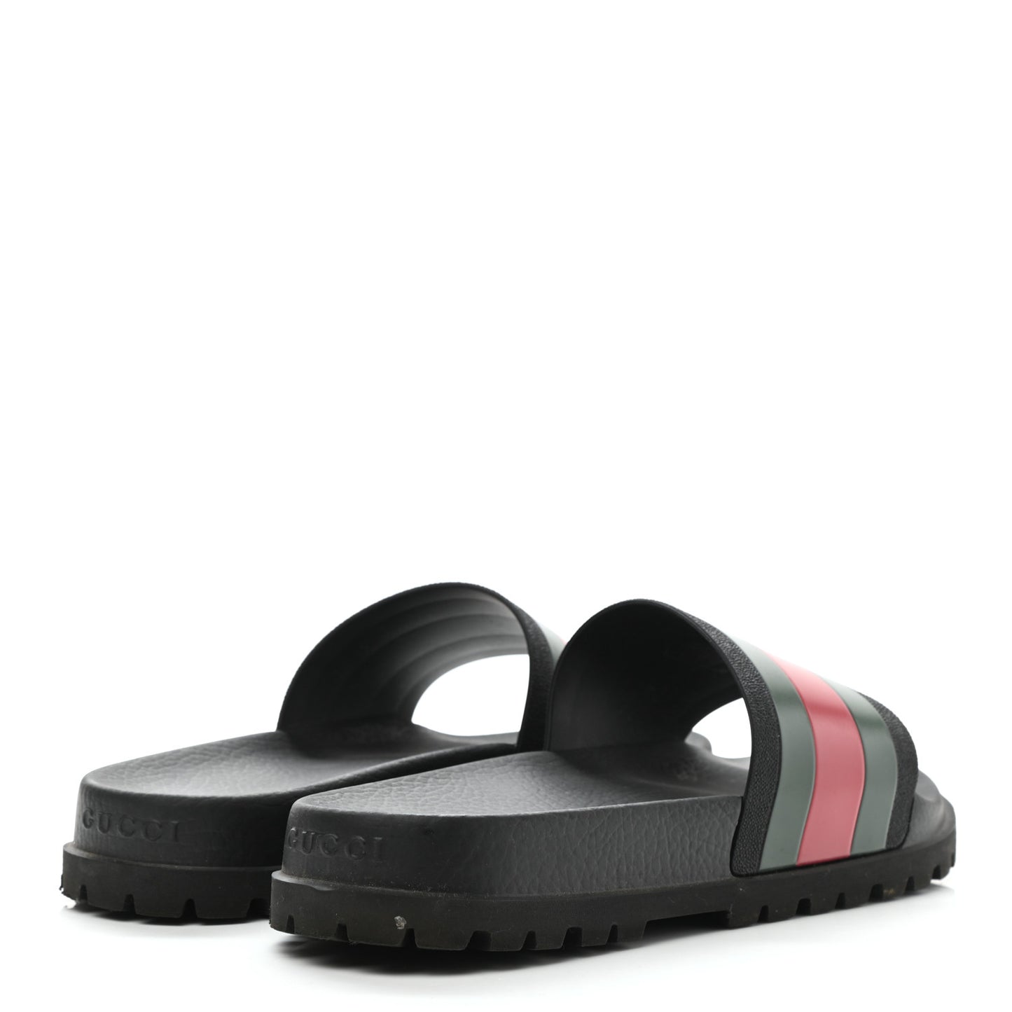 Rubber Web Mens Lug Sole Slide Sandals 9 Black Green Red