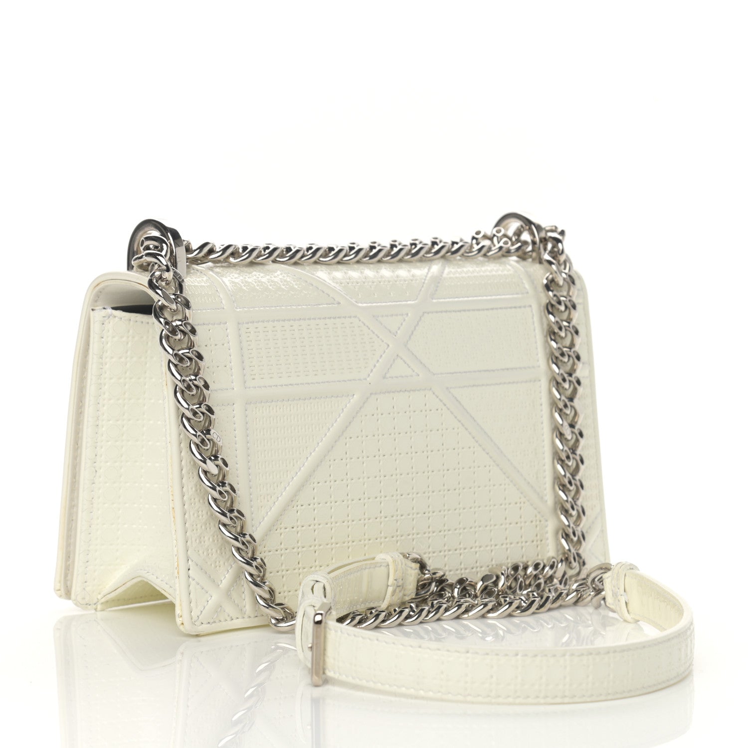 Christian Dior Patent Micro-Cannage Small Diorama Flap Bag White 3 of 16