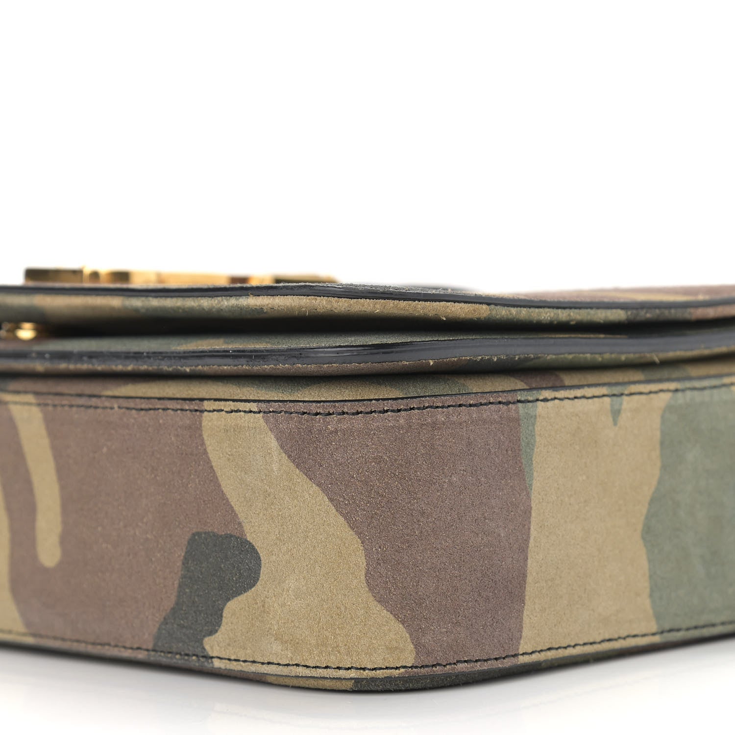 Saint Laurent Suede Monogram University Camouflage Shoulder Bag Green 10 of 11