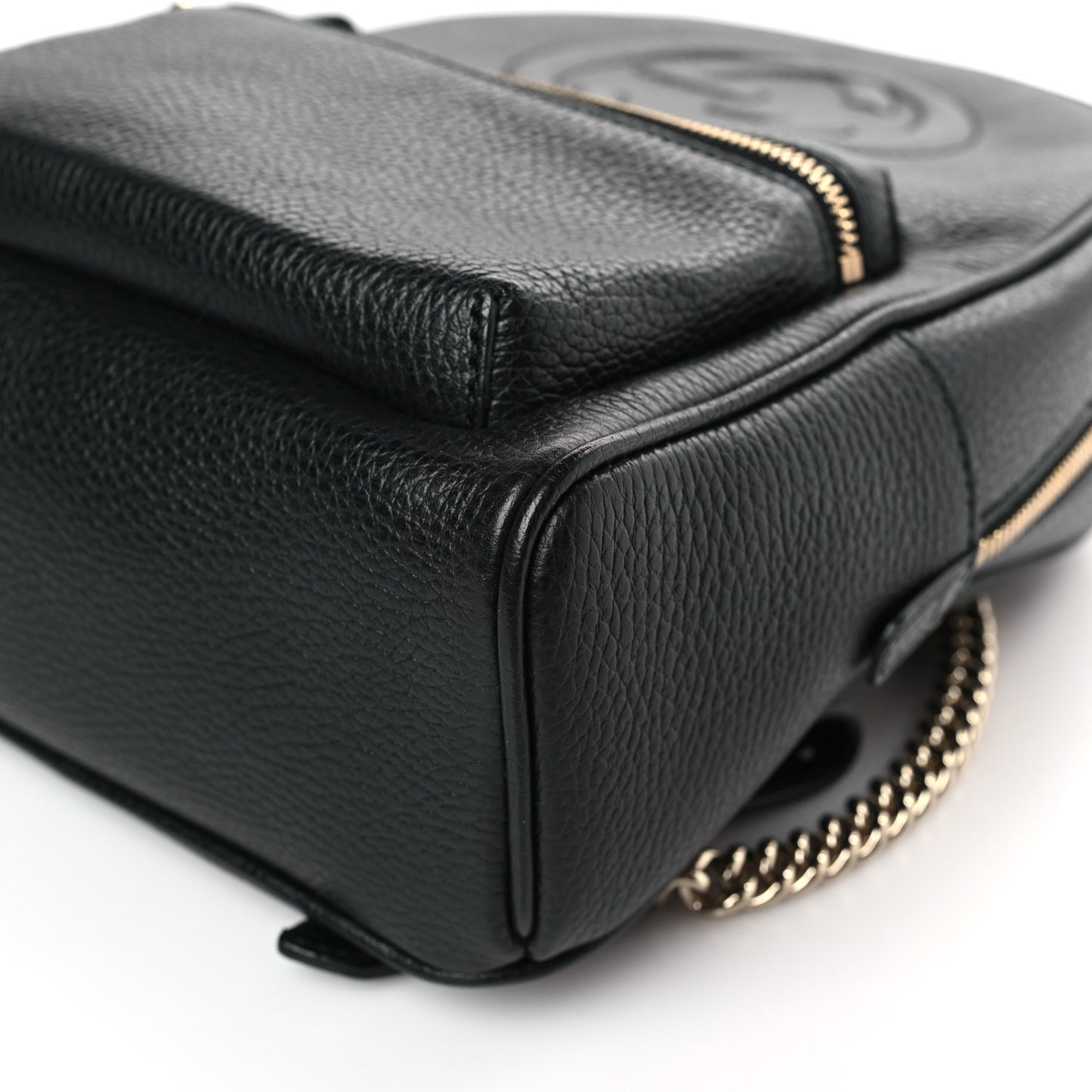 Pebbled Calfskin Soho Chain Backpack Black
