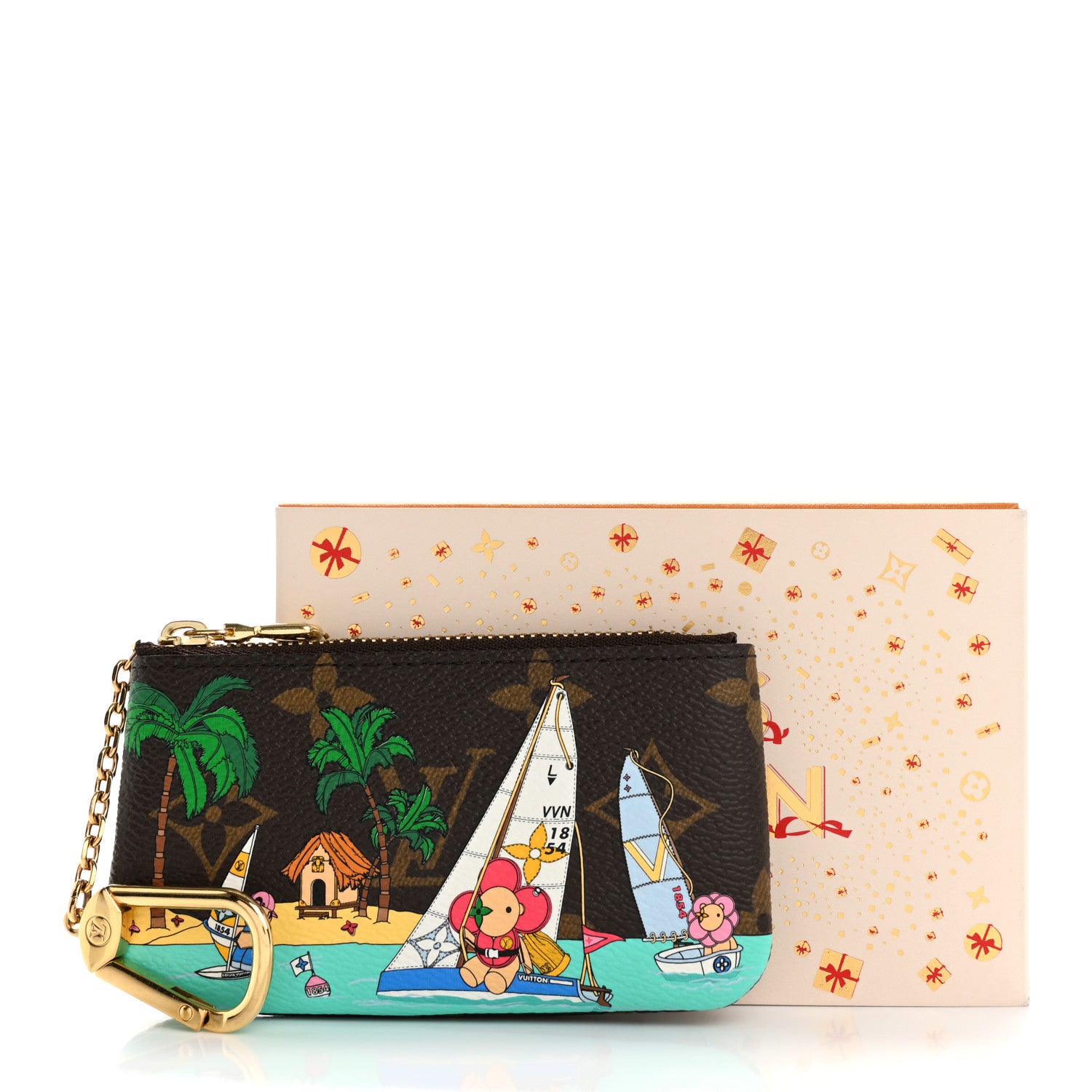 Louis Vuitton Monogram 2023 Christmas Animation Sailing Vivienne Key Pouch Dragonfruit Pink 10 of 10
