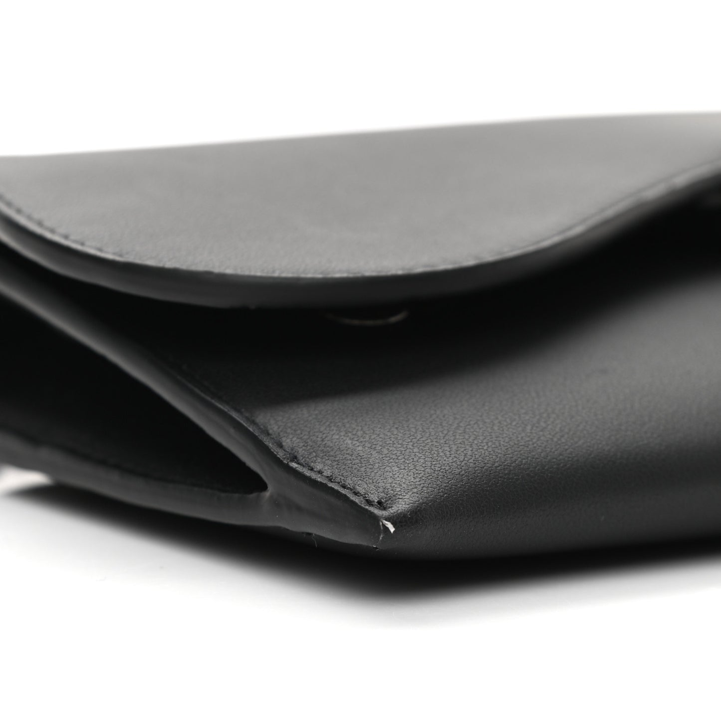 Ultra Matte Calfskin Saddle Chain Wallet Pouch Black