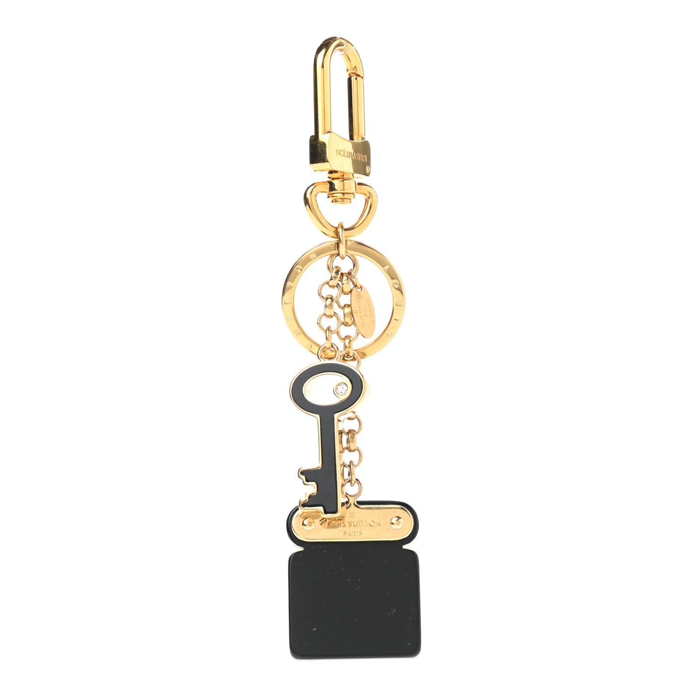 Acetate Lock Bag Charm Key Holder Gold Black