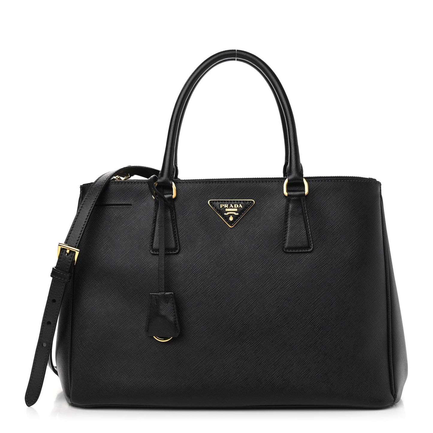 Saffiano Medium Galleria Double Zip Tote Black
