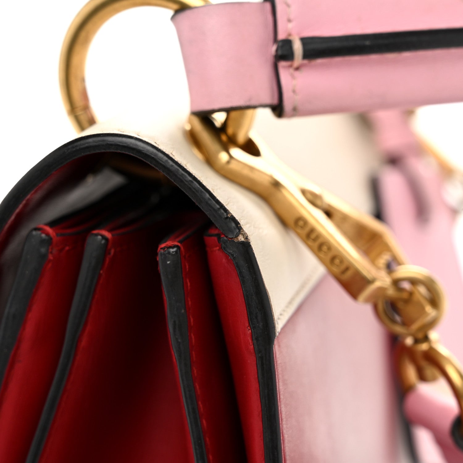 Gucci Calfskin Sylvie Web Small Queen Margaret Top Handle Bag Blue Agata Hibiscus Red Mystic White Sugar Pink 14 of 15